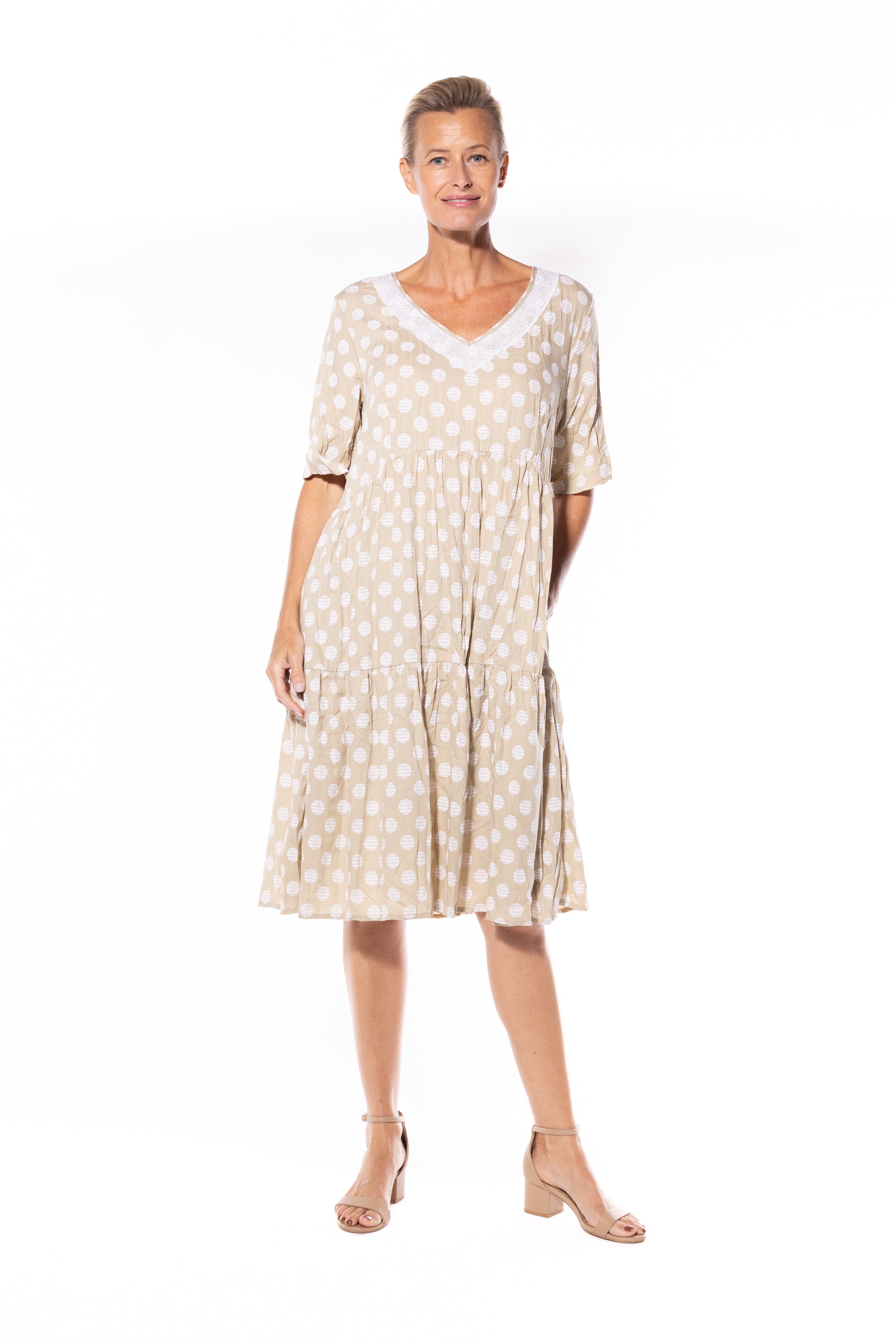 Cafe Latte Sequin Dress Natural  CLM452