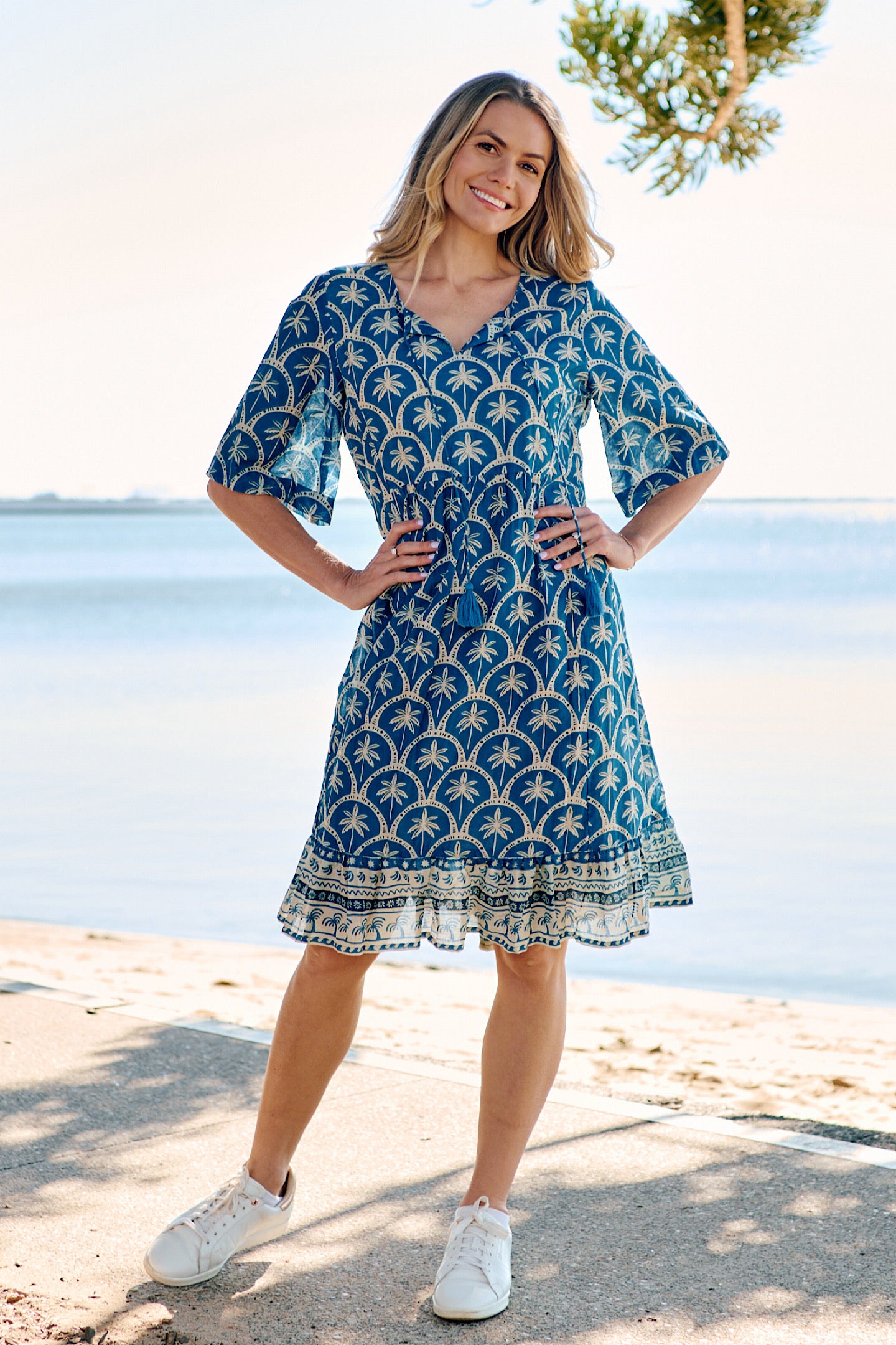 One Summer Charli Palm Border Denim DW127J