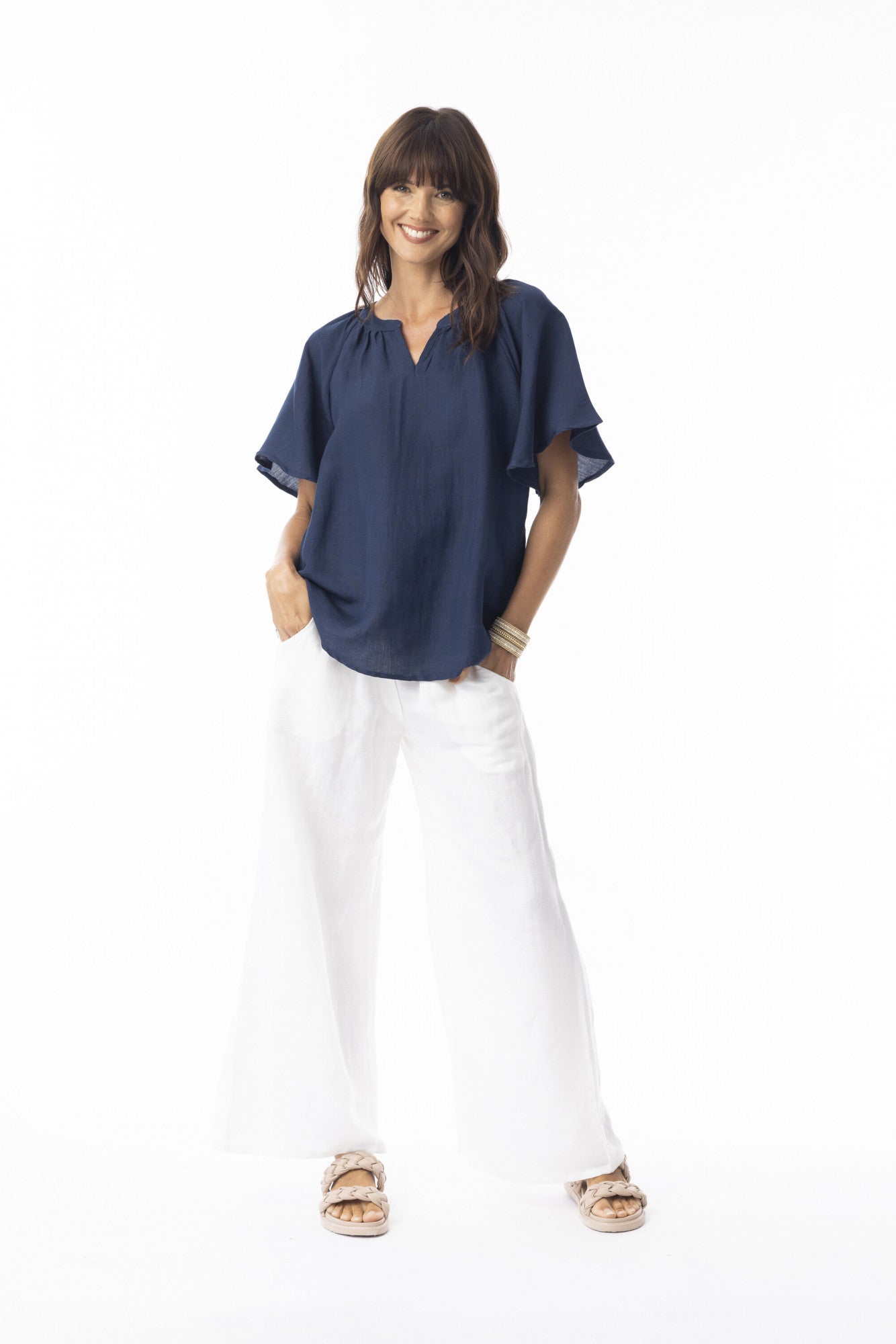 Escape Linen Chinese Collar 72553N