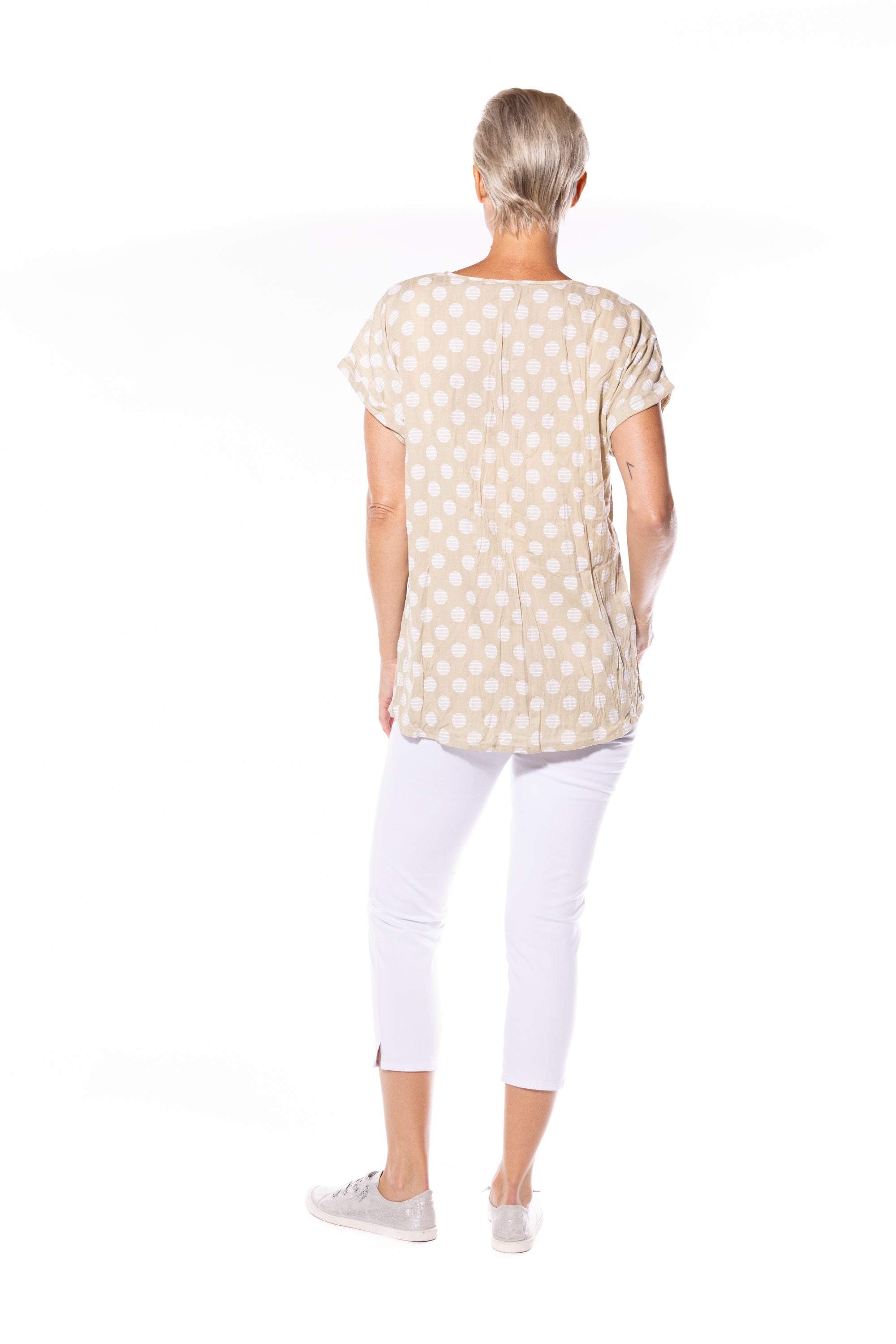 Cafe Latte Sequin Top Natural CLM450