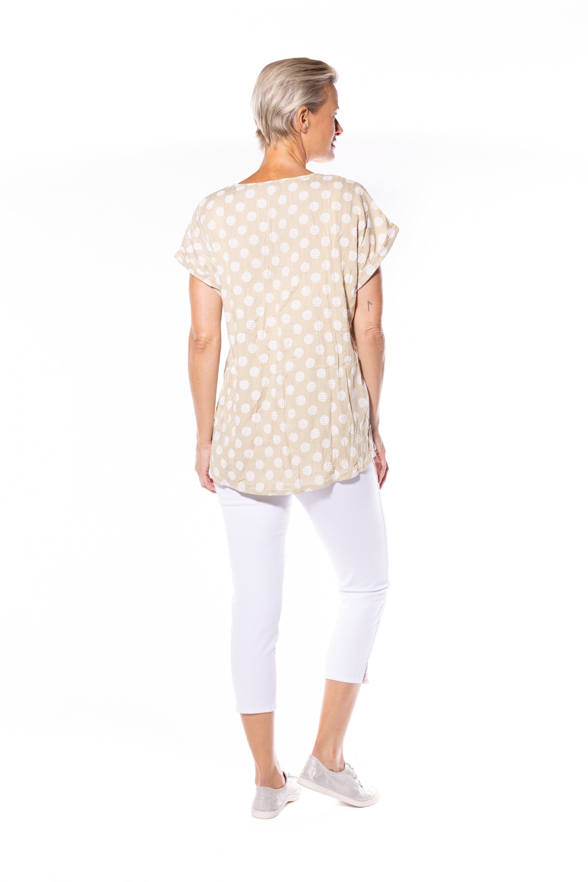 Cafe Latte Sequin Top Natural CLM450