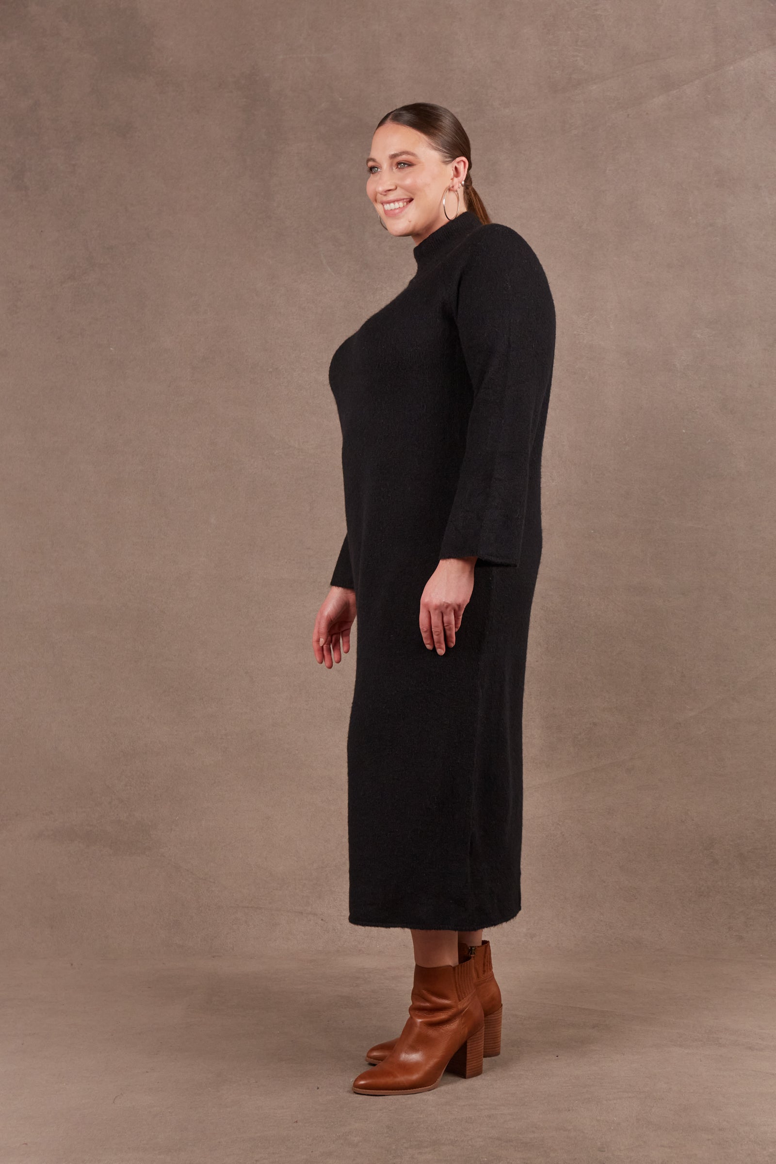EB & IVE Paarl Tie Knit Dress Ebony