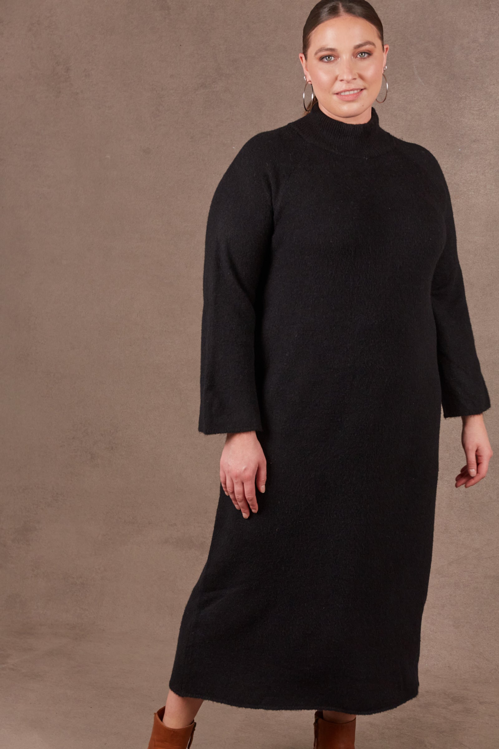 EB & IVE Paarl Tie Knit Dress Ebony