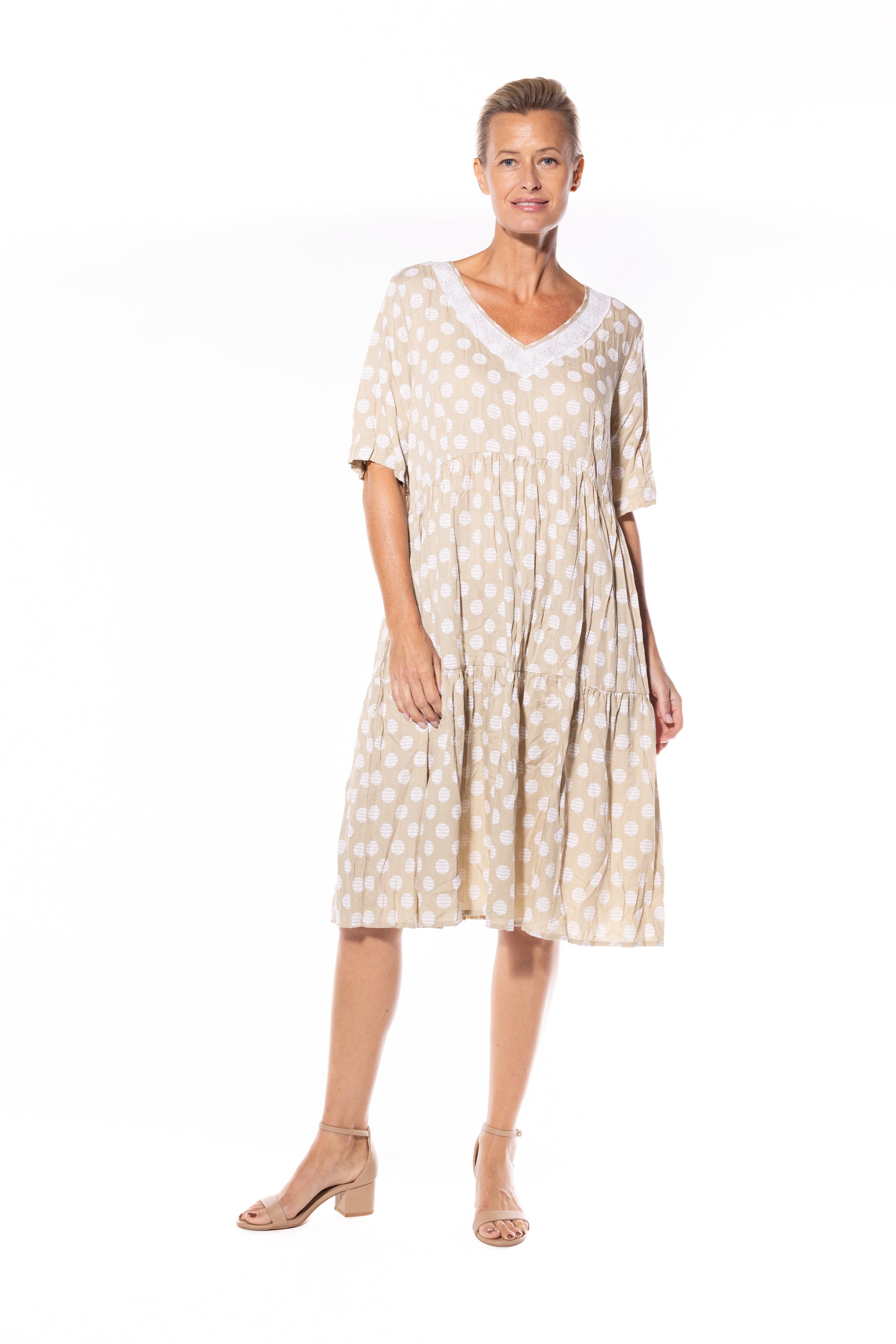 Cafe Latte Sequin Dress Natural  CLM452