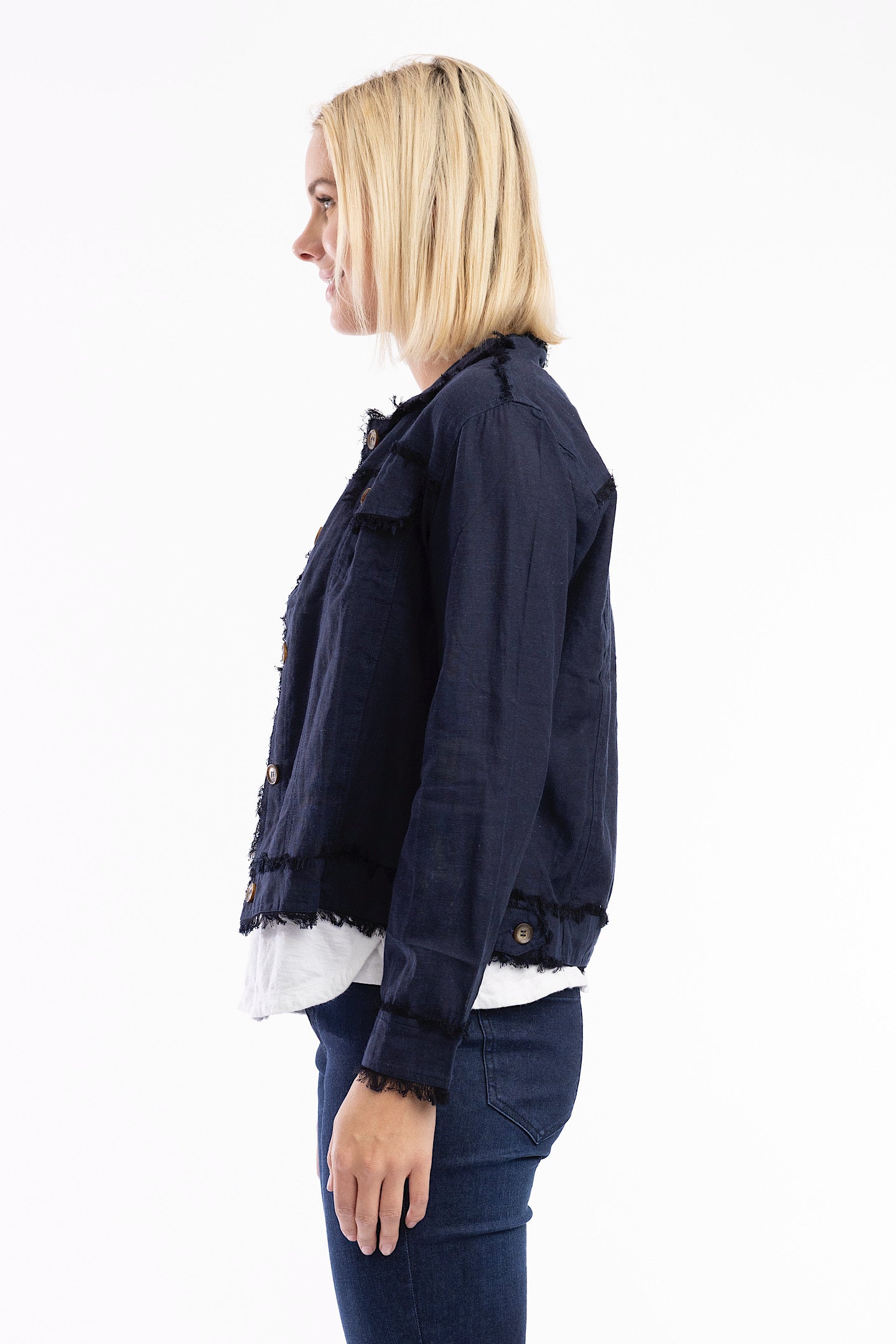 Orientique Linen Jacket Navy 42154