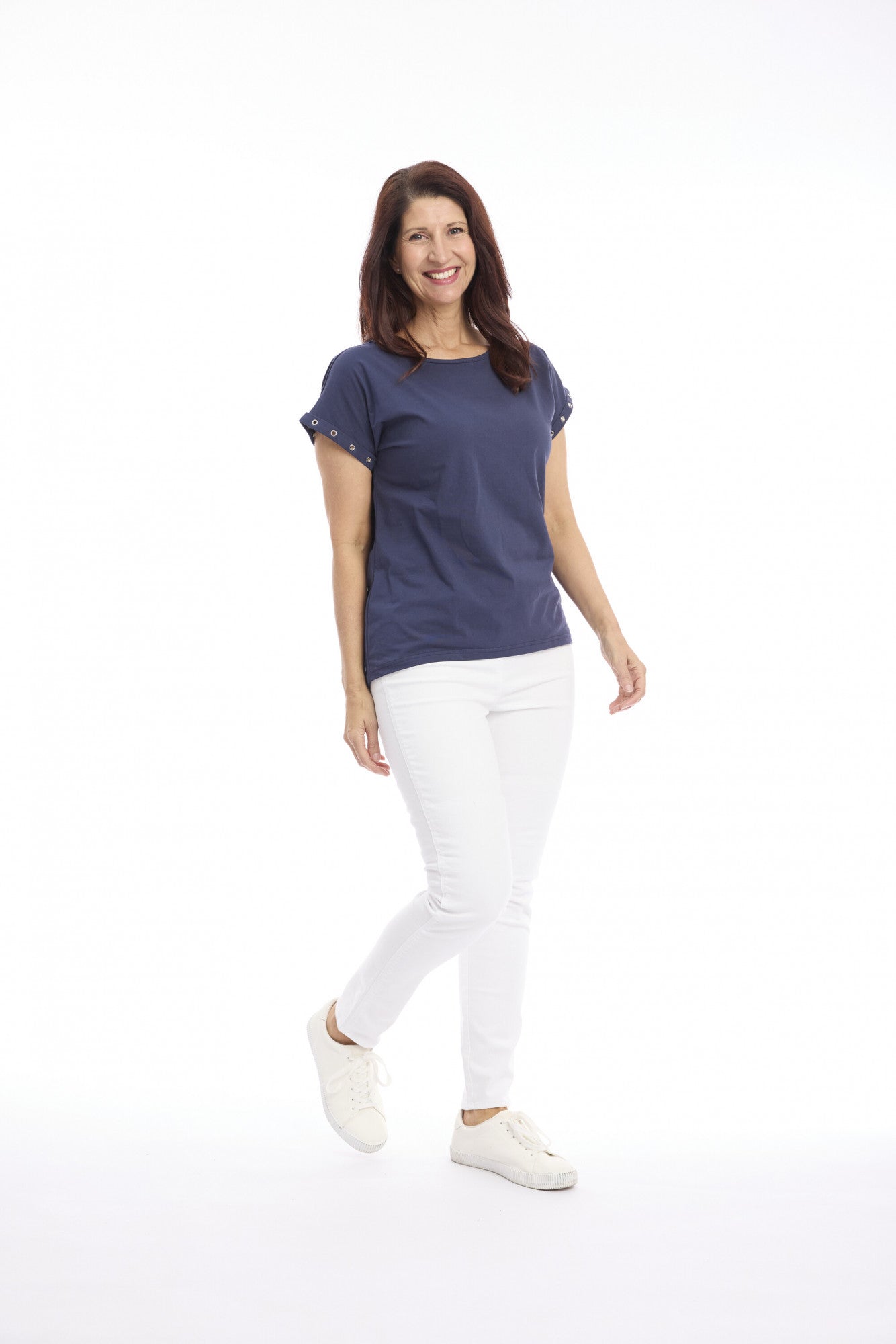 Cafe Latte Navy Eyelet CLM576