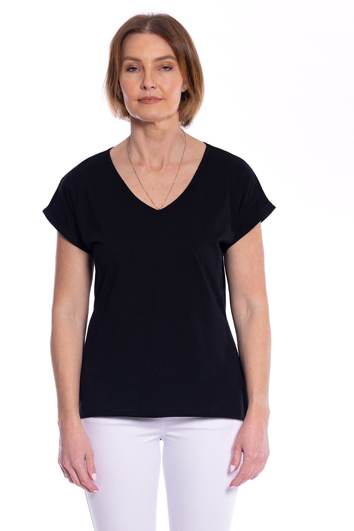 Cafe Latte V Neck Black  CLM476
