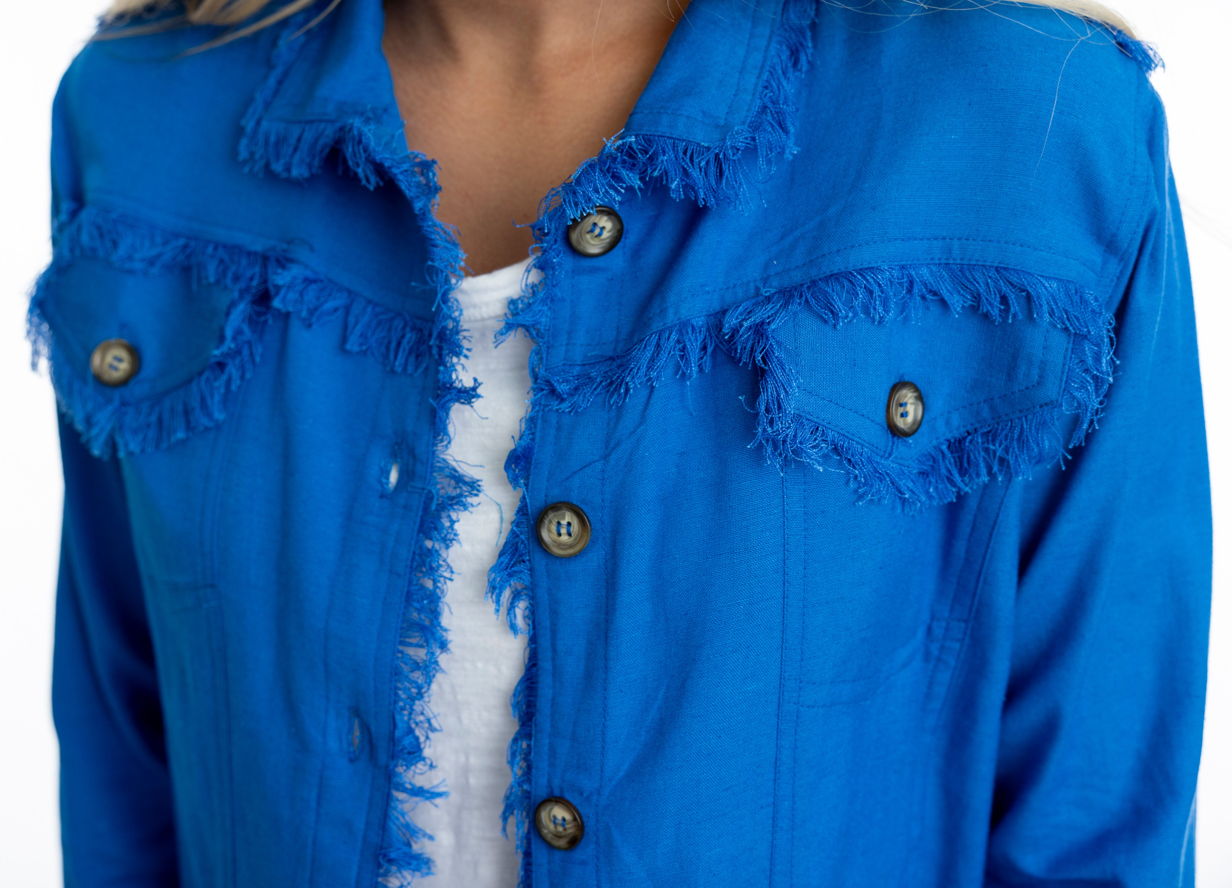 Orientique Linen Jacket Electric Blue