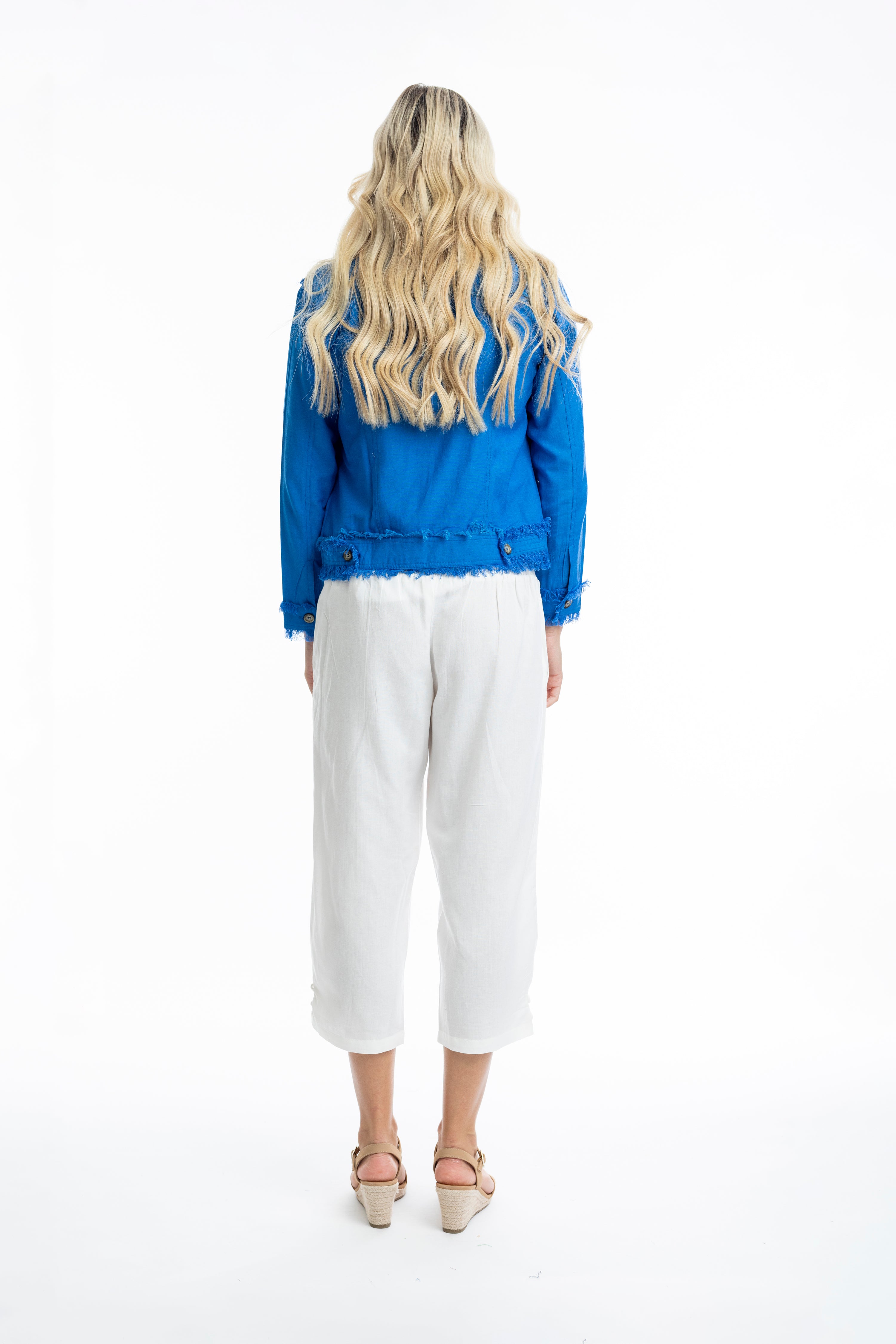 Orientique Linen Jacket Electric Blue