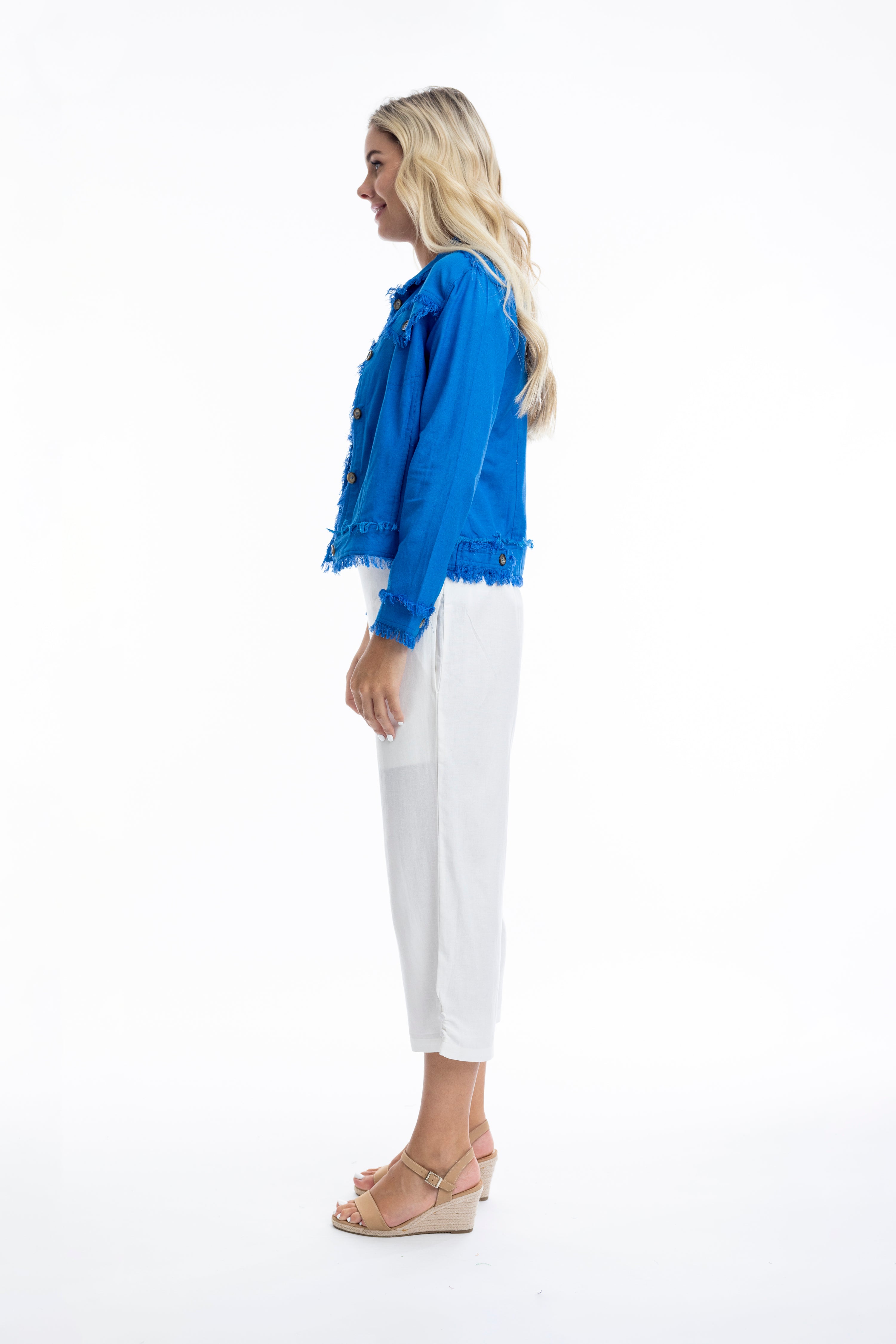 Orientique Linen Jacket Electric Blue
