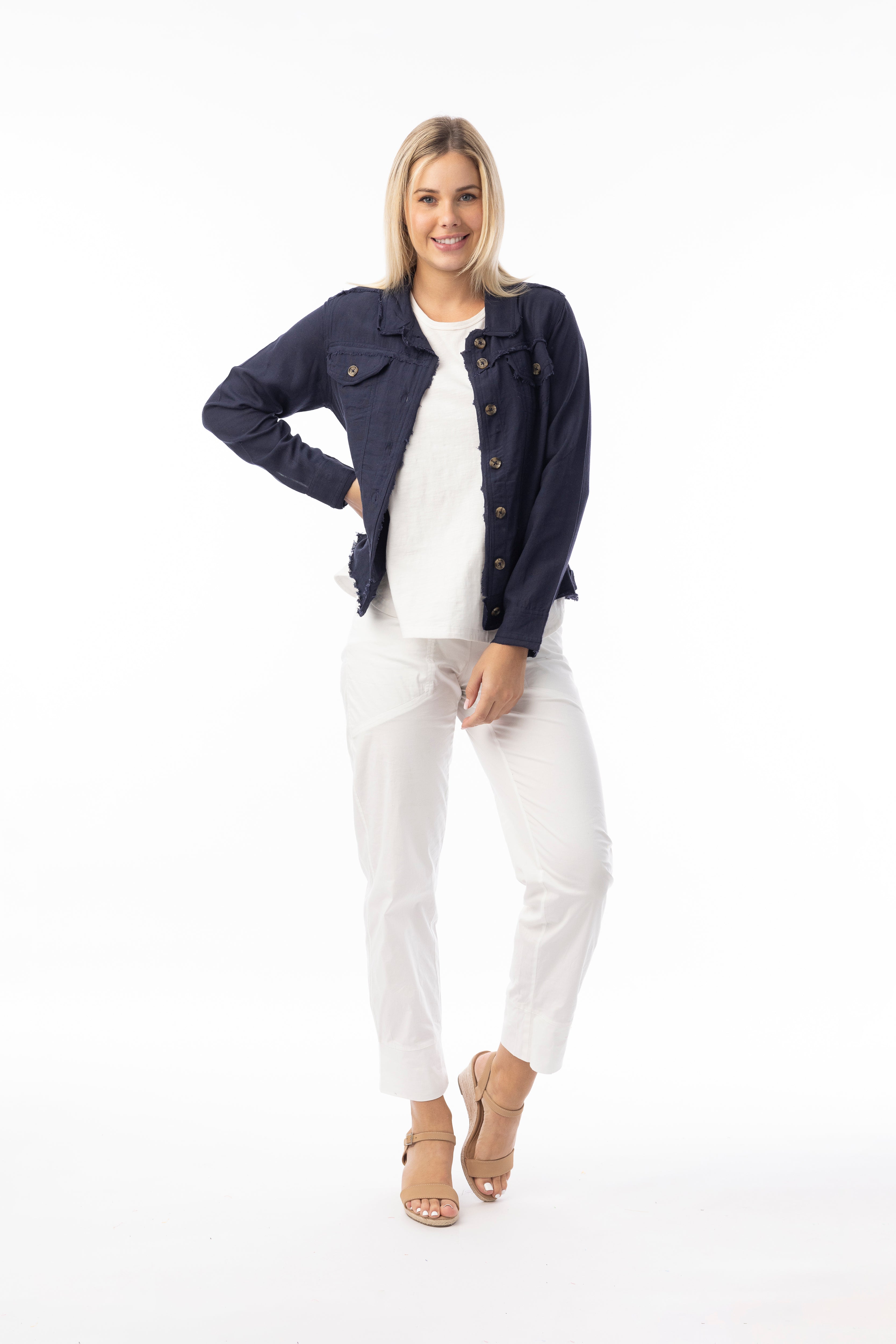 Orientique Linen Jacket Navy 62770
