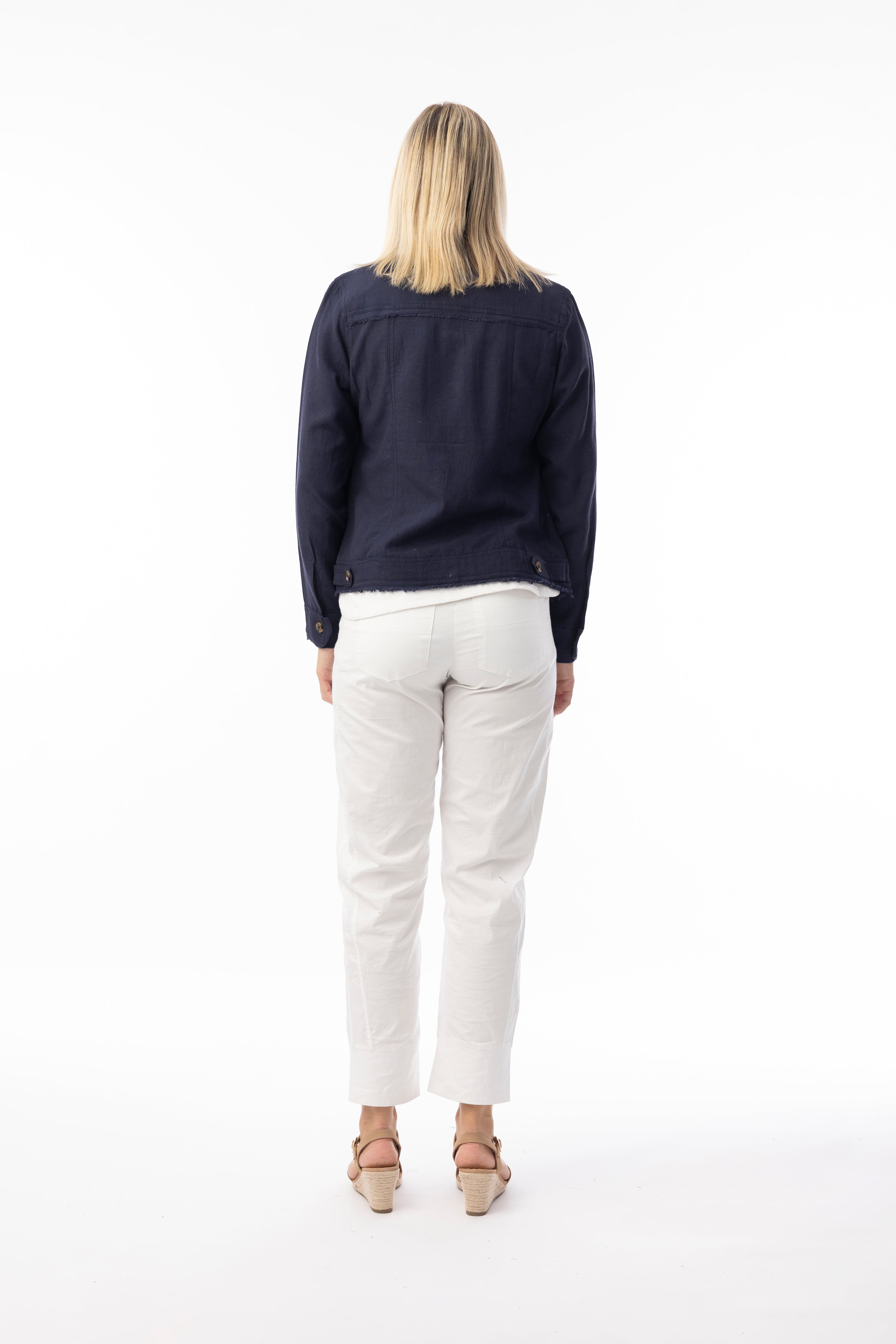 Orientique Linen Jacket Navy 62770