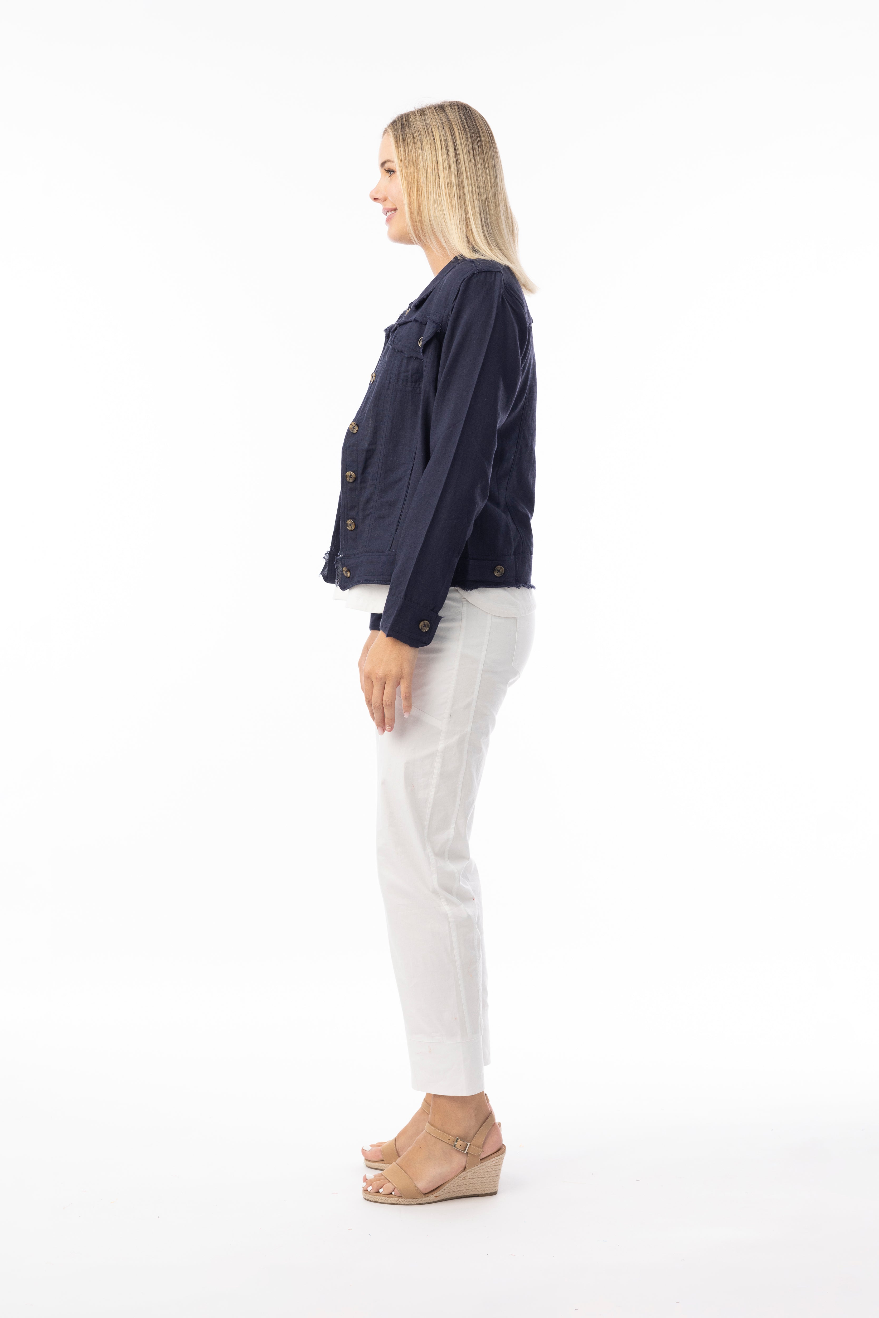 Orientique Linen Jacket Navy 62770
