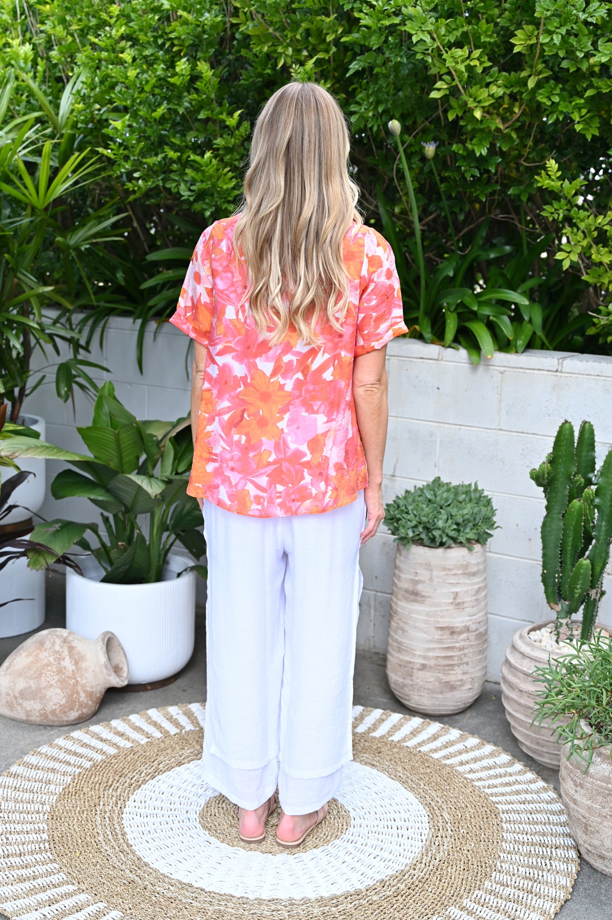 Cali & Co Orange Print Top LA2401-12