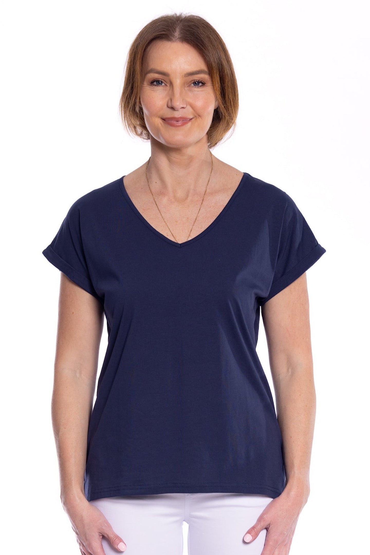 Cafe Latte V Neck Navy CLM476