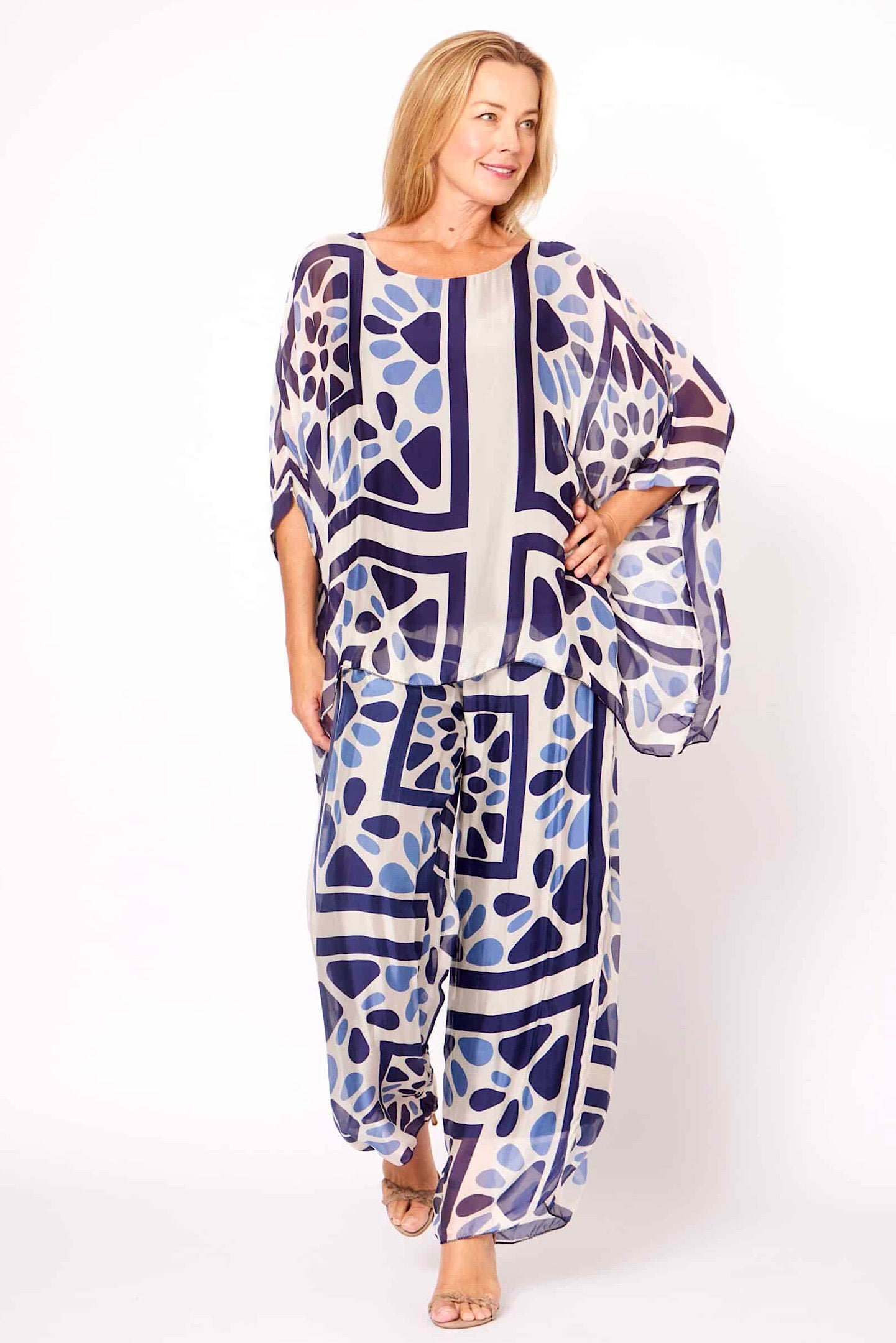La Strada Beige Black Kaftan Top LST21-711-327