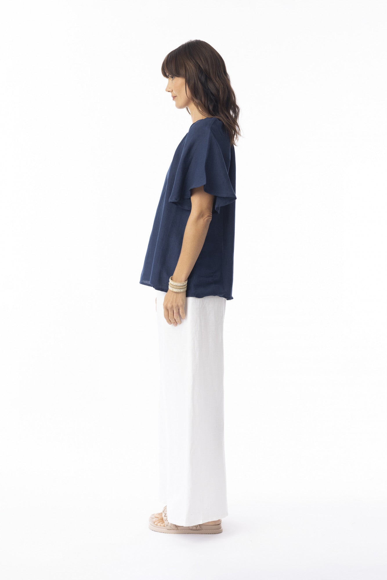 Escape Linen Chinese Collar 72553N