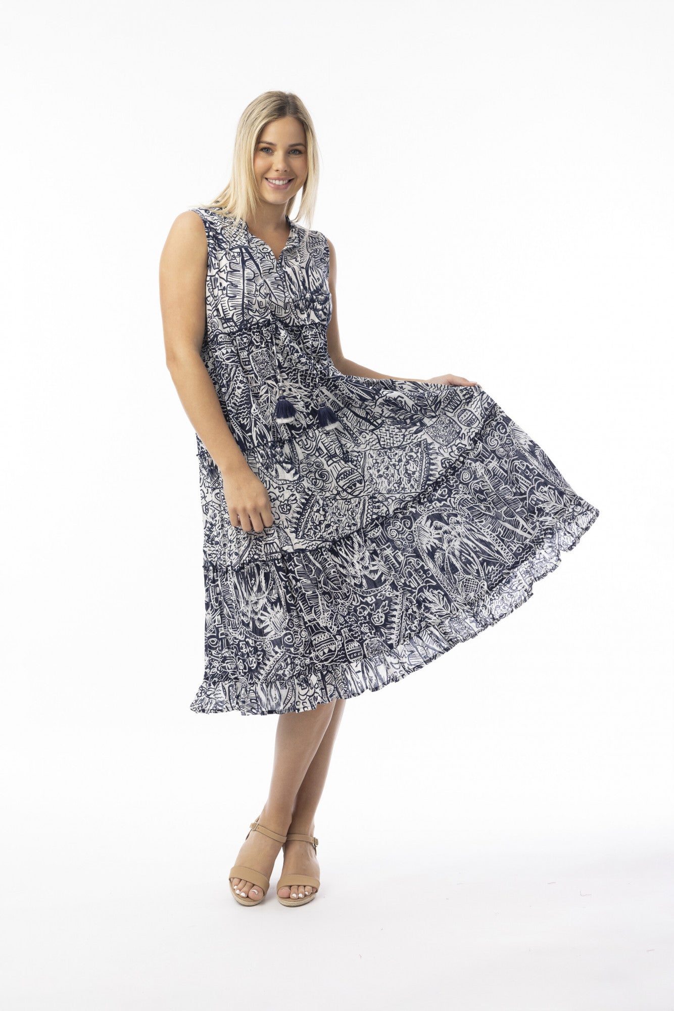 Orientique Aksharsay Sleeveless Navy 40226