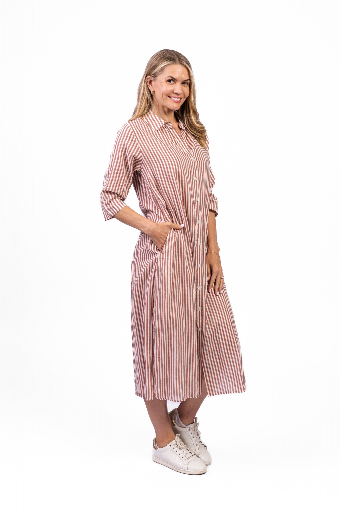 One Summer Sofia Mocha Stripe