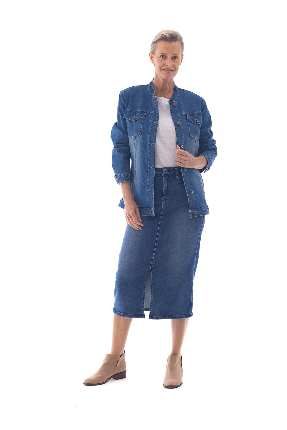 Cafe Latte Jean Skirt Denim CLM321