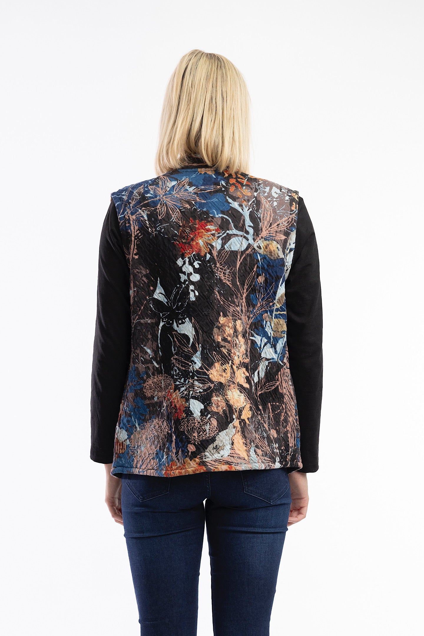 Orientique Abstract Floral Vest Zip 23016