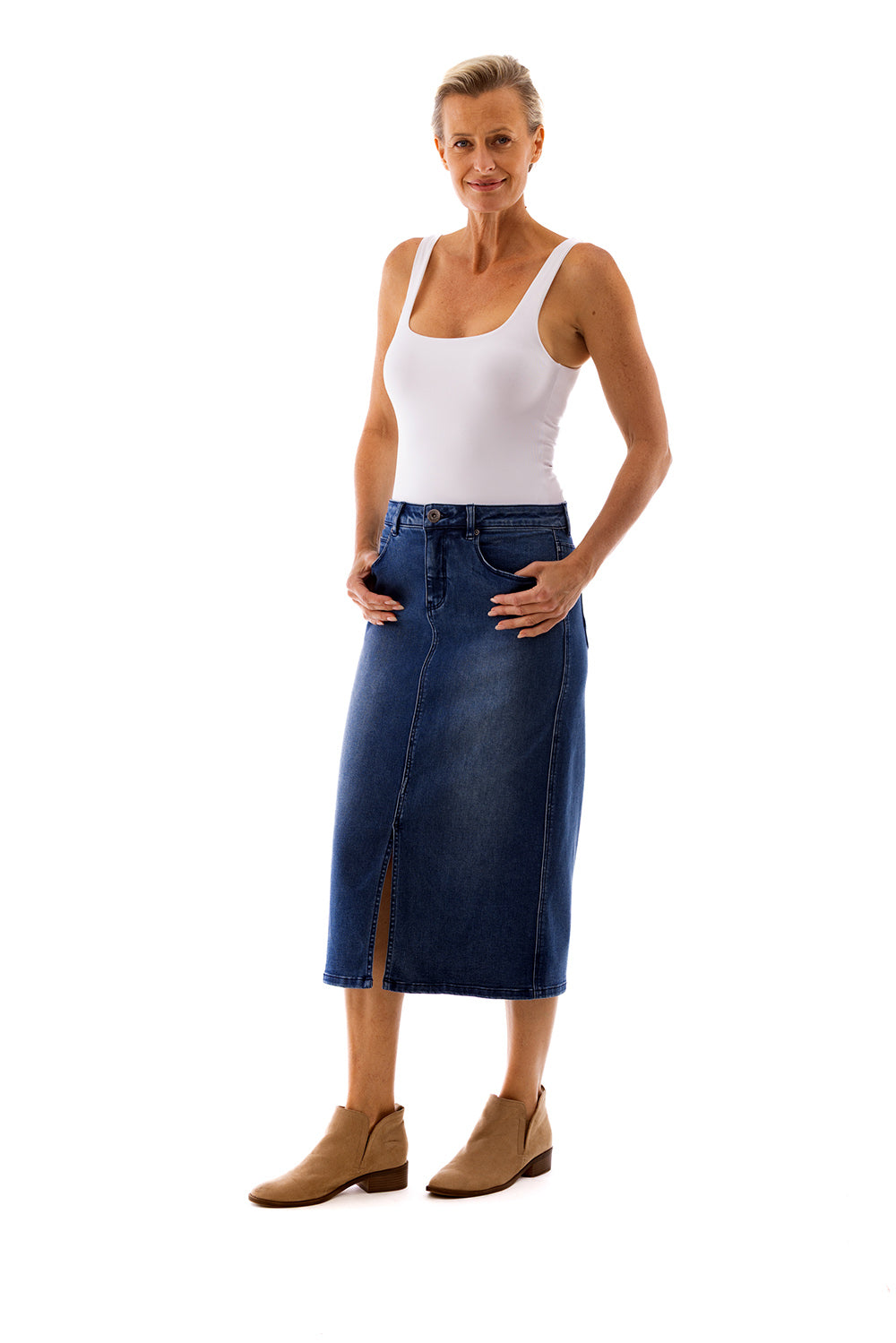 Cafe Latte Jean Skirt Denim CLM321