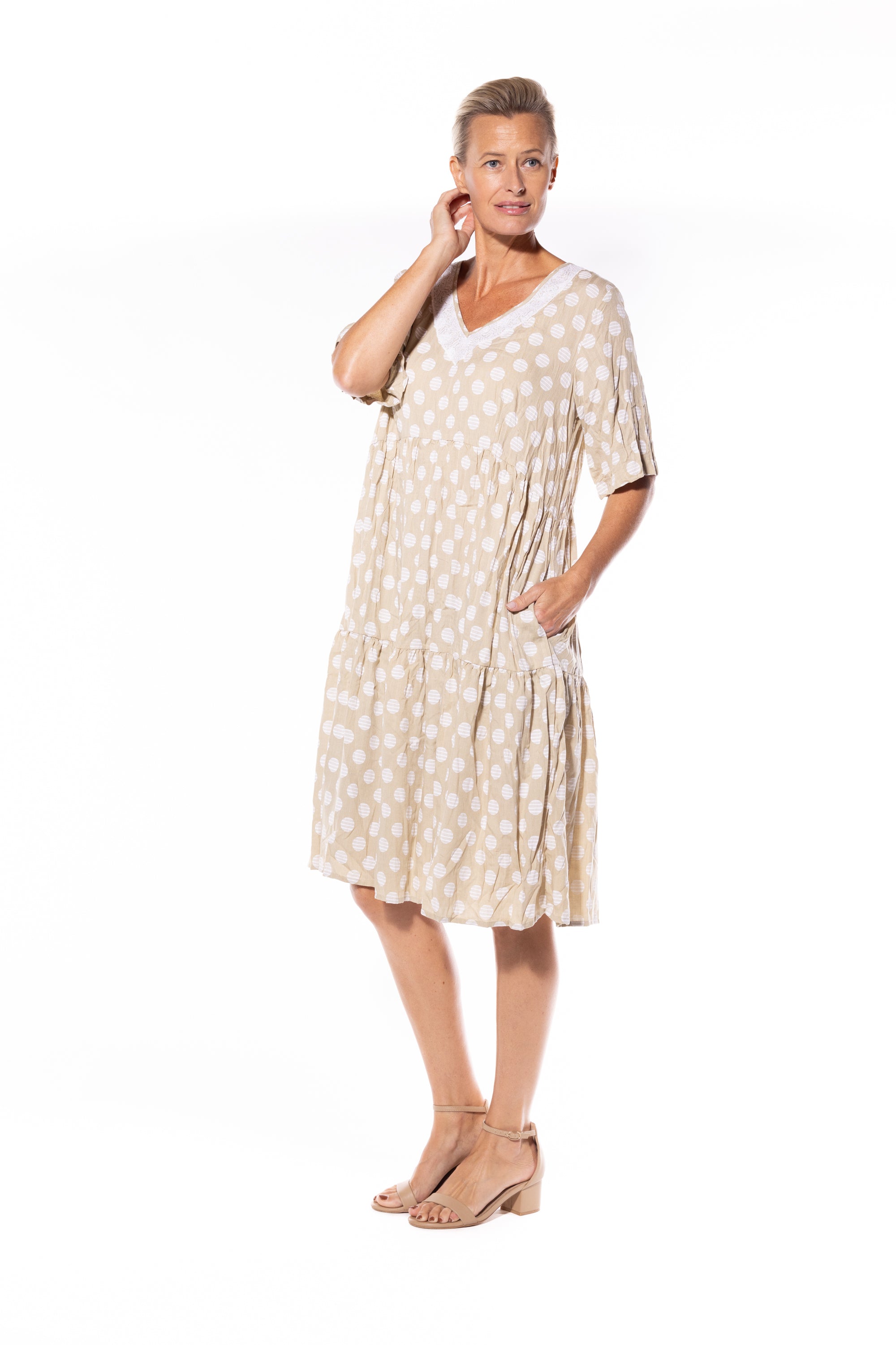 Cafe Latte Sequin Dress Natural  CLM452