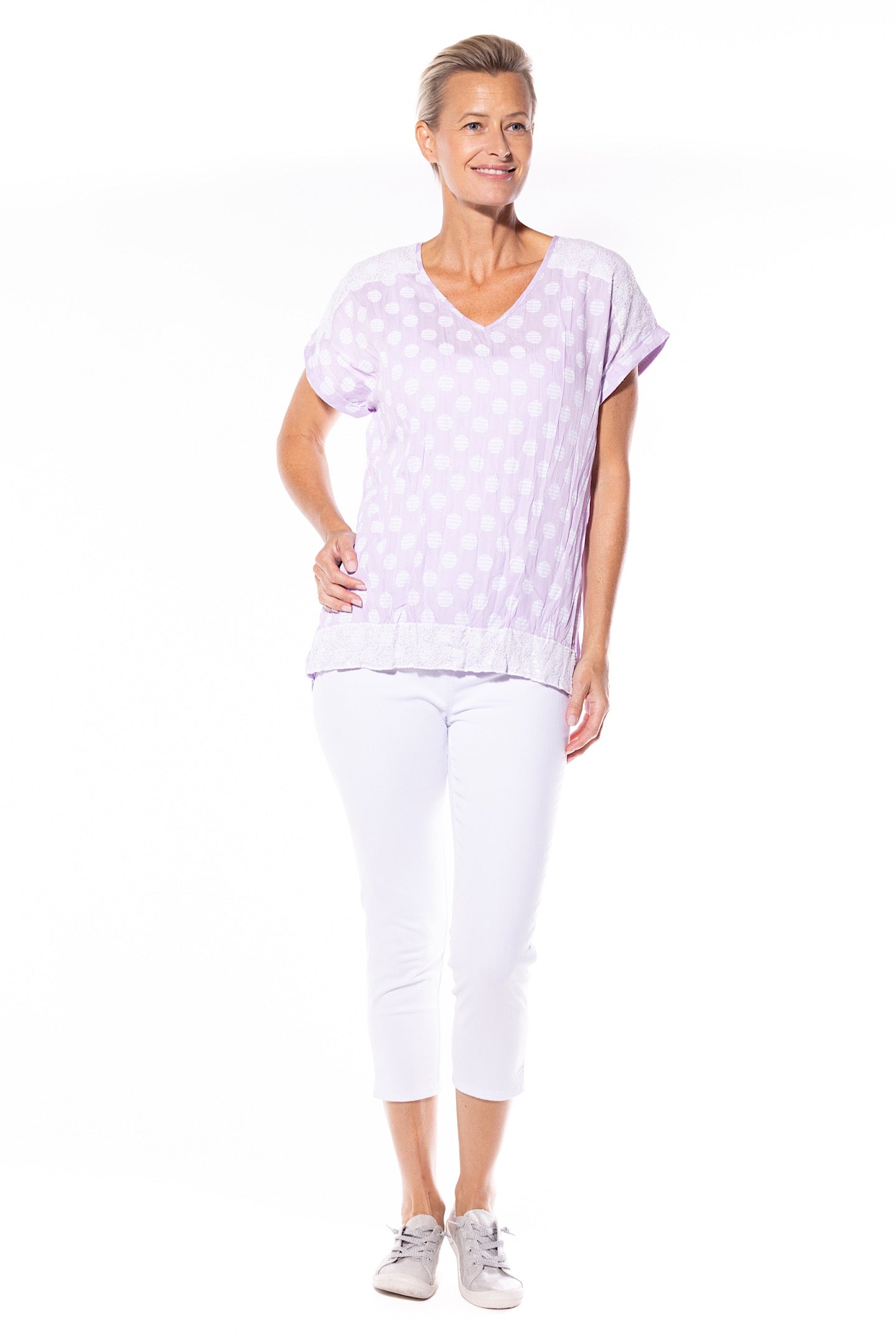 Cafe Latte Sequin Top Lilac CLM450