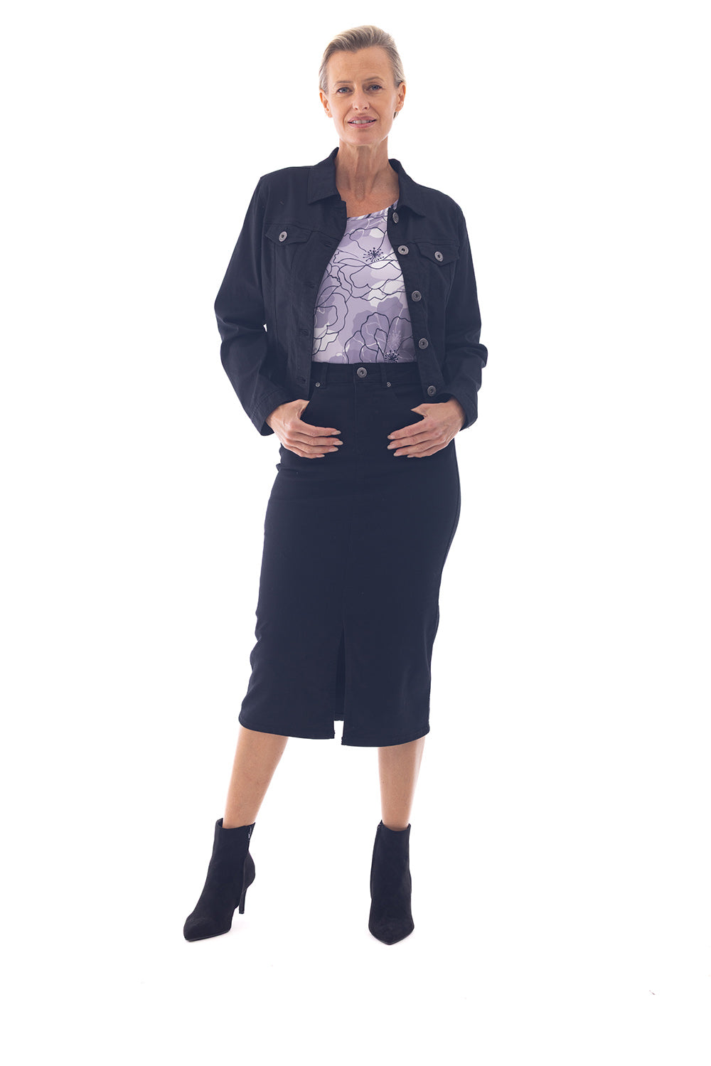 Cafe Latte Jean Skirt Black CLM322