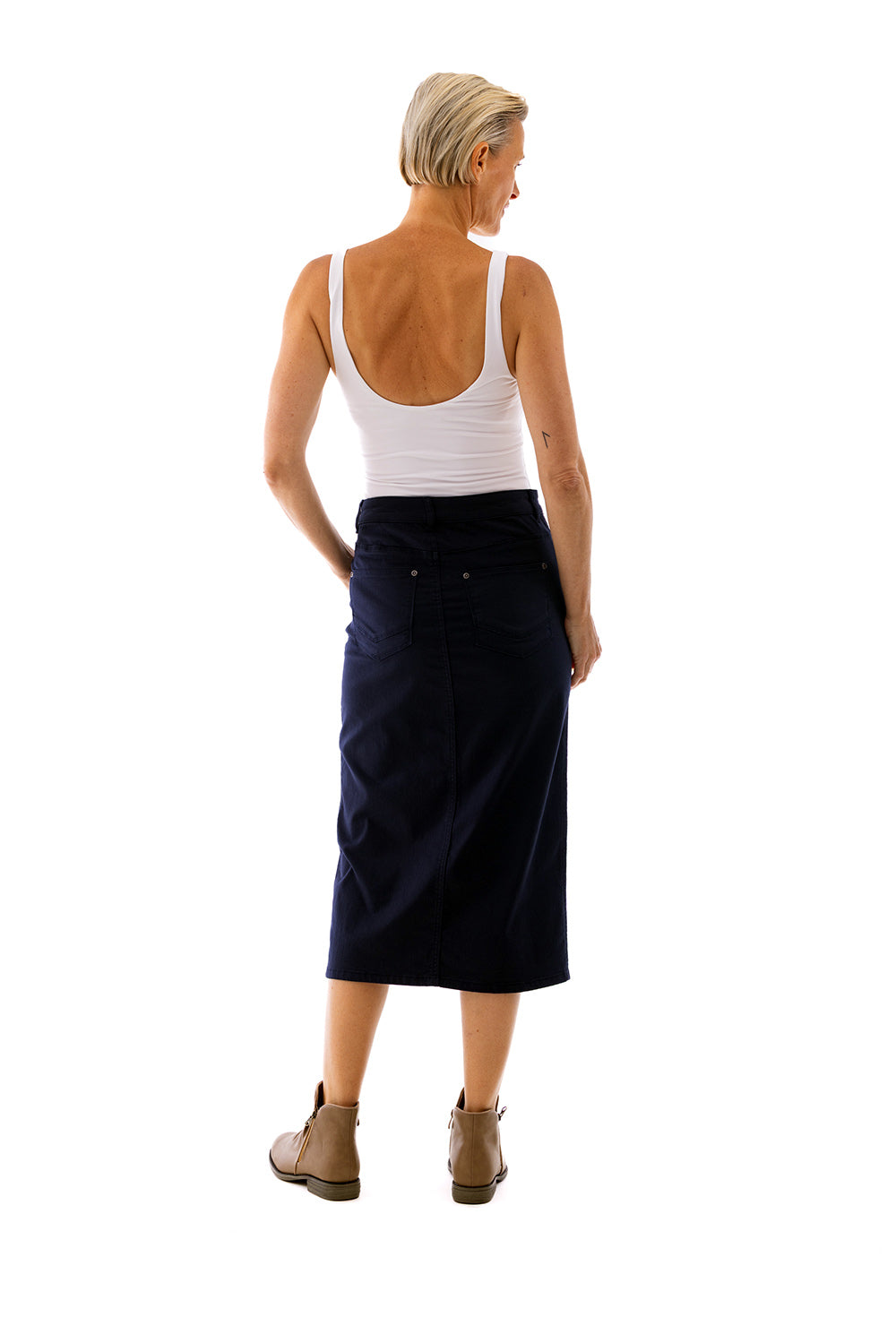 Cafe Latte Jean Skirt Navy CLM322