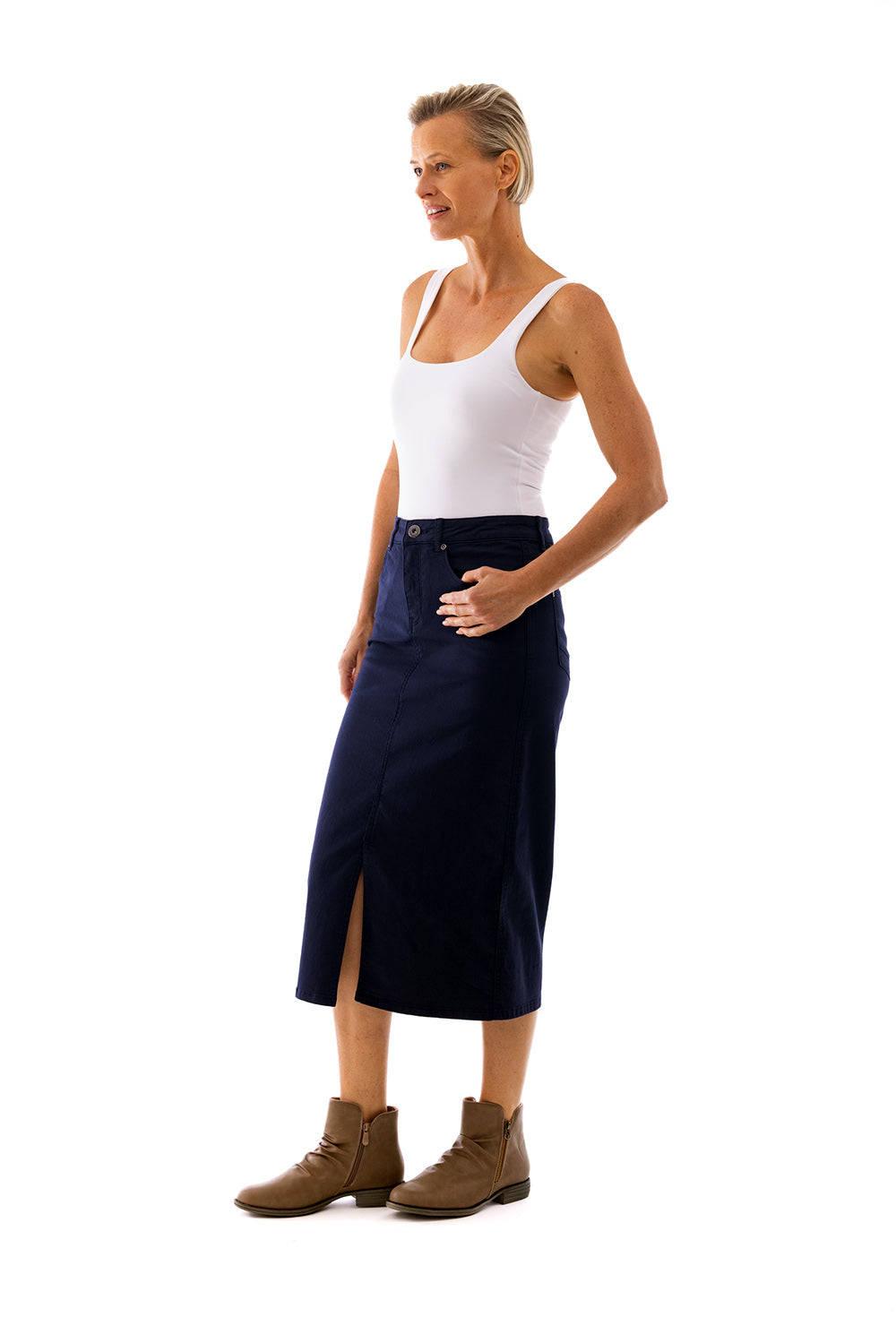 Cafe Latte Jean Skirt Navy CLM322