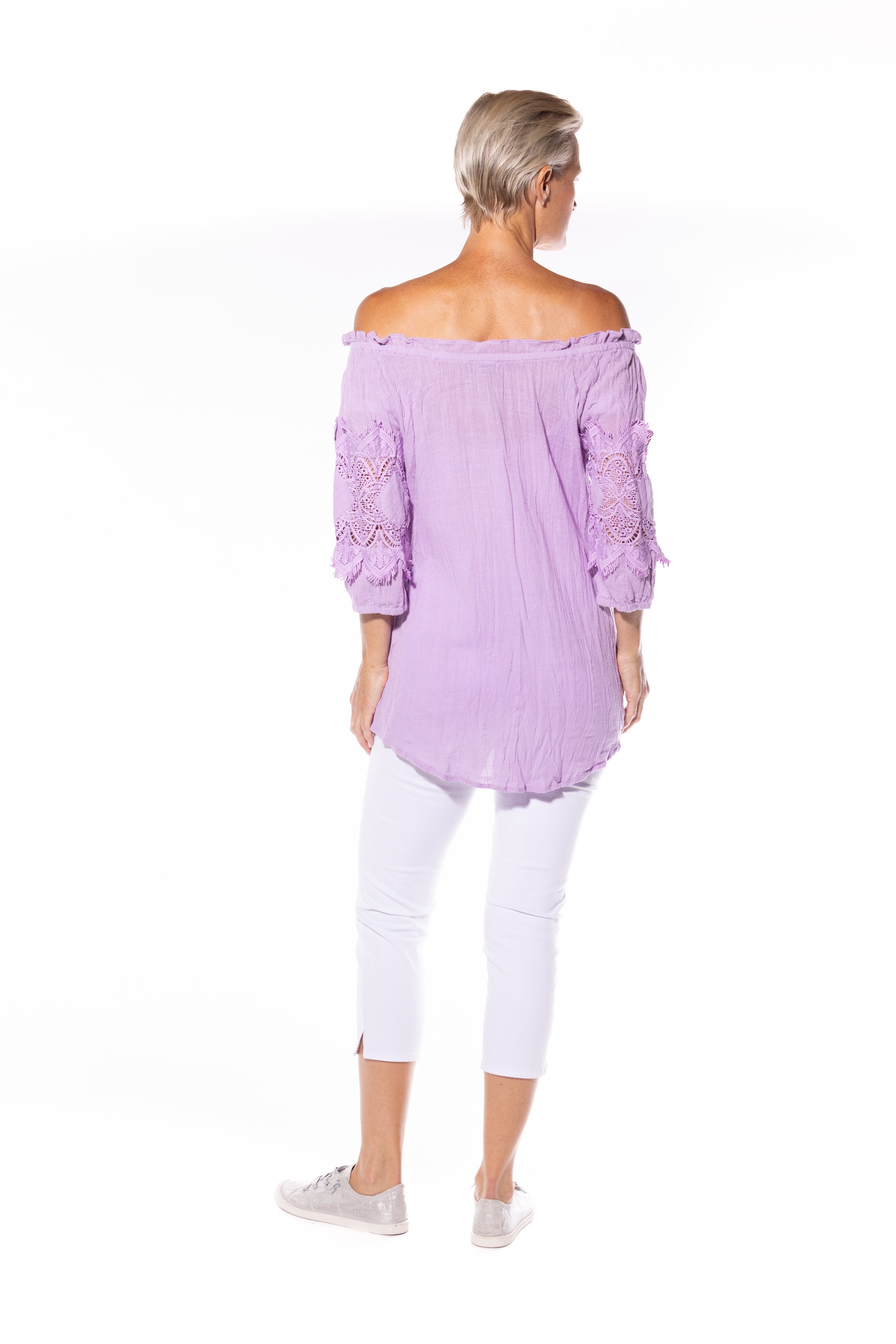 Cafe Latte Peasant Top Lilac CLM448