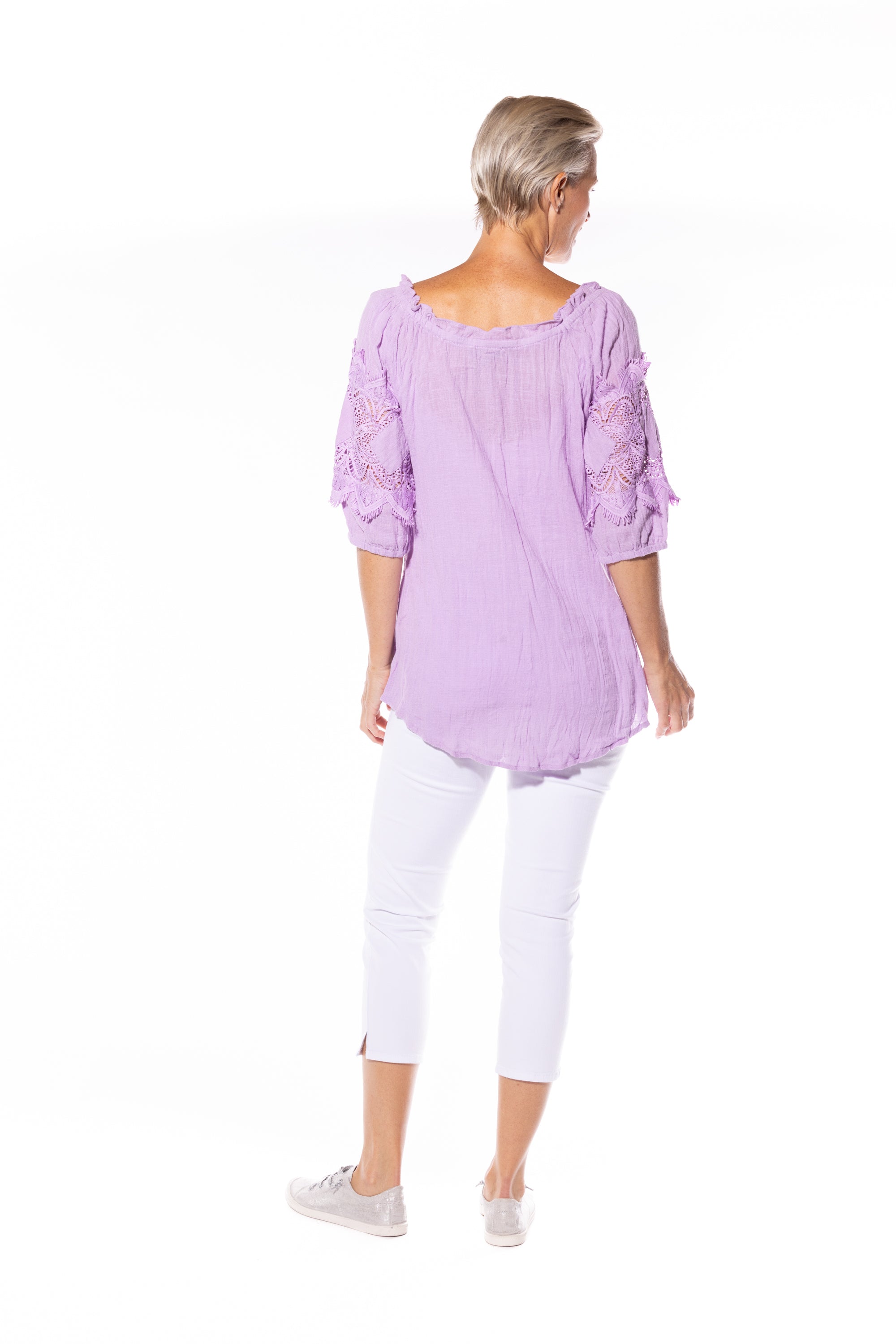 Cafe Latte Peasant Top Lilac CLM448