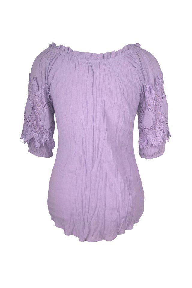 Cafe Latte Peasant Top Lilac CLM448
