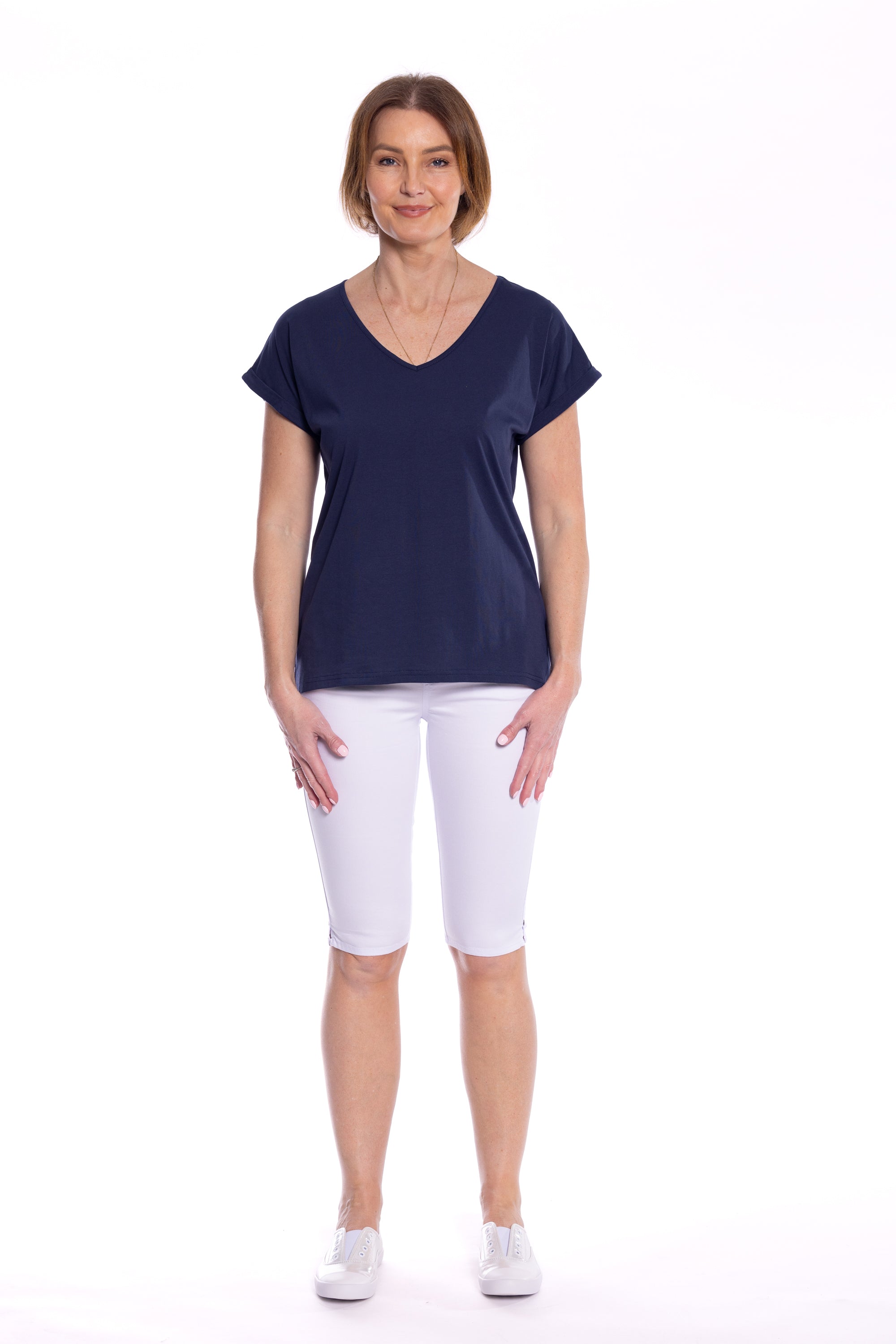 Cafe Latte V Neck Navy CLM476