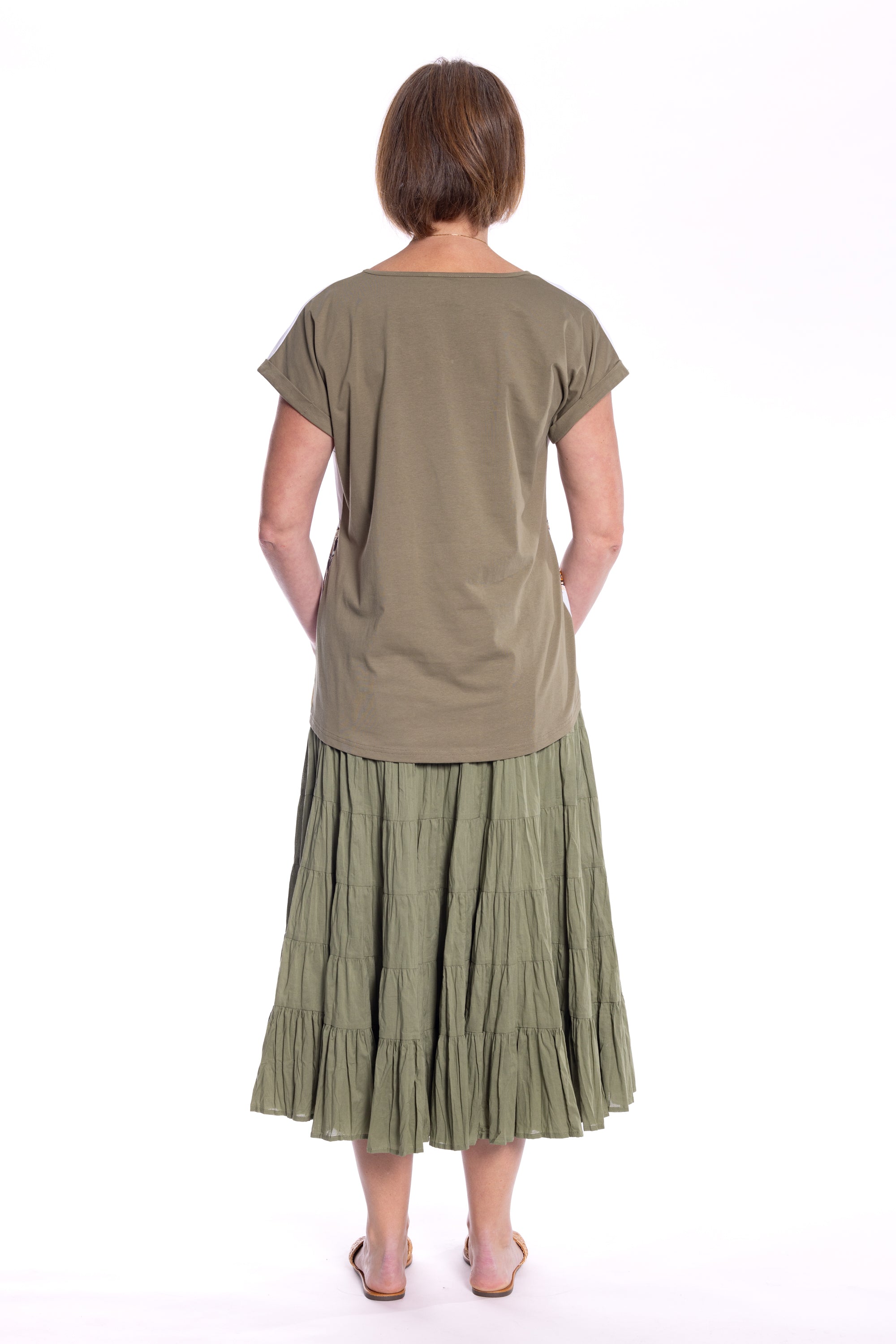 Cafe Latte Khaki Tiered Skirt CLM486