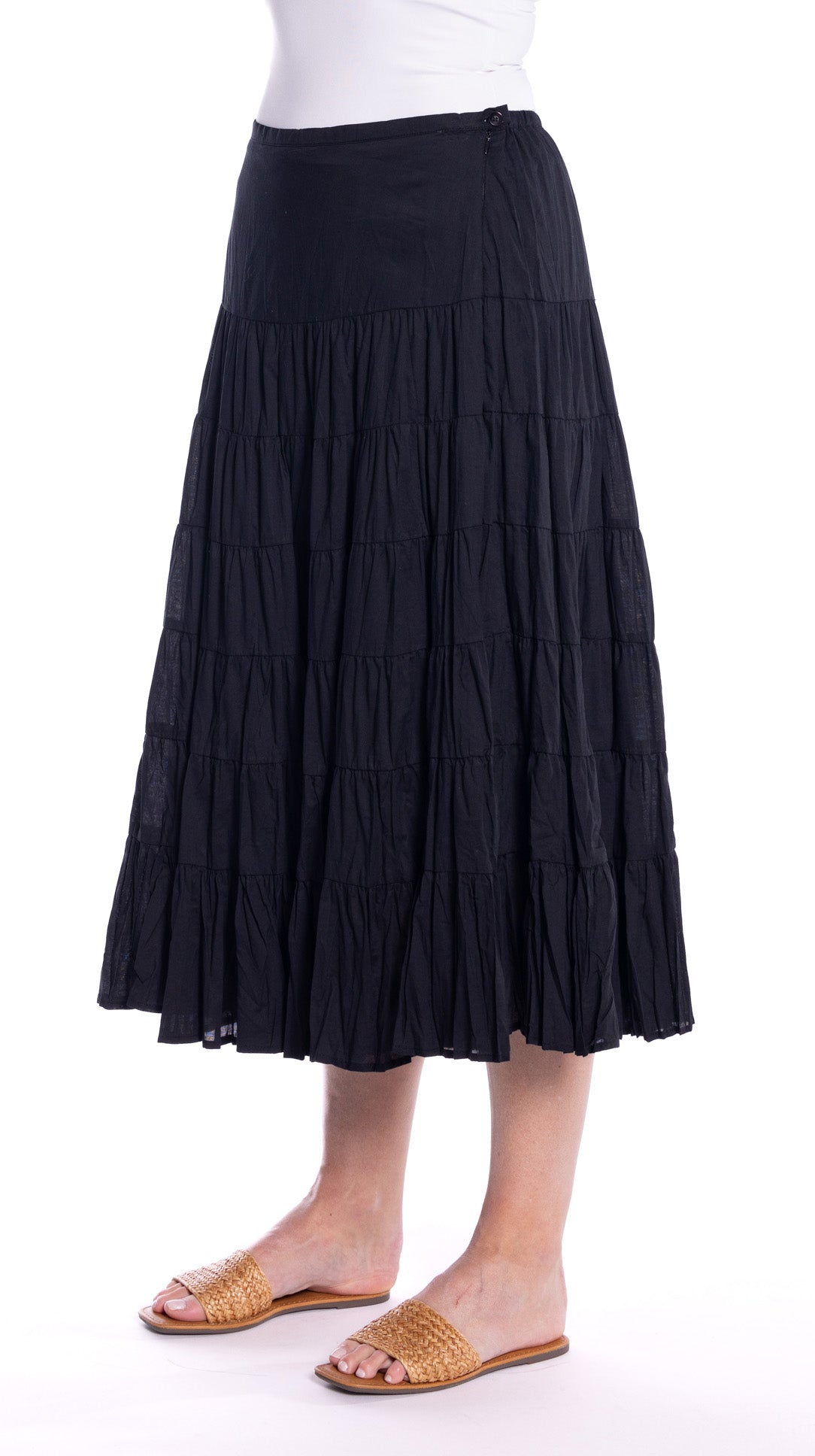 Cafe Latte Tiered Black Skirt CLM486