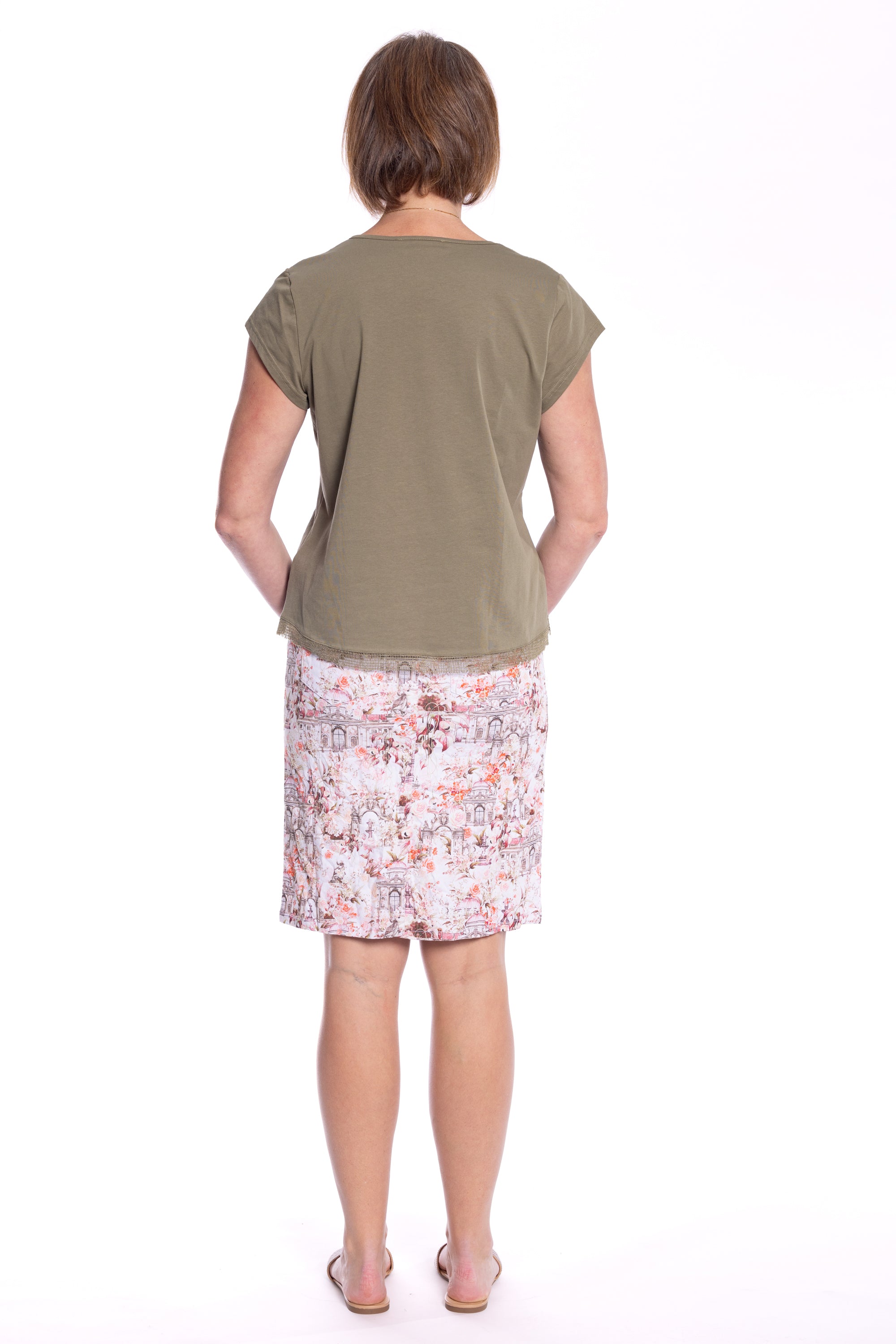 Cafe Latte Lace Khaki T-shirt CLM499