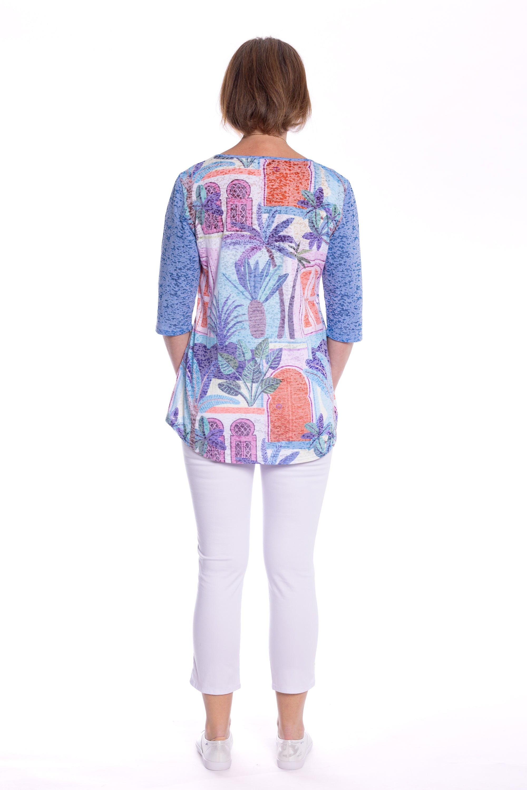 Cafe Latte Ocean Palm Tunic Top CLM506