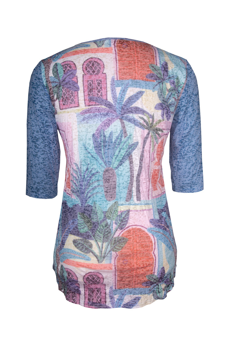 Cafe Latte Ocean Palm Tunic Top CLM506