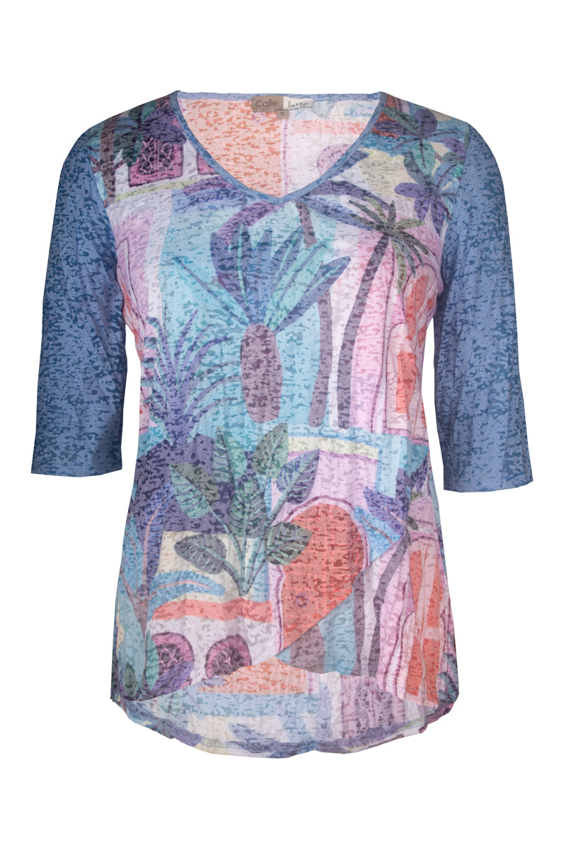 Cafe Latte Ocean Palm Tunic Top CLM506