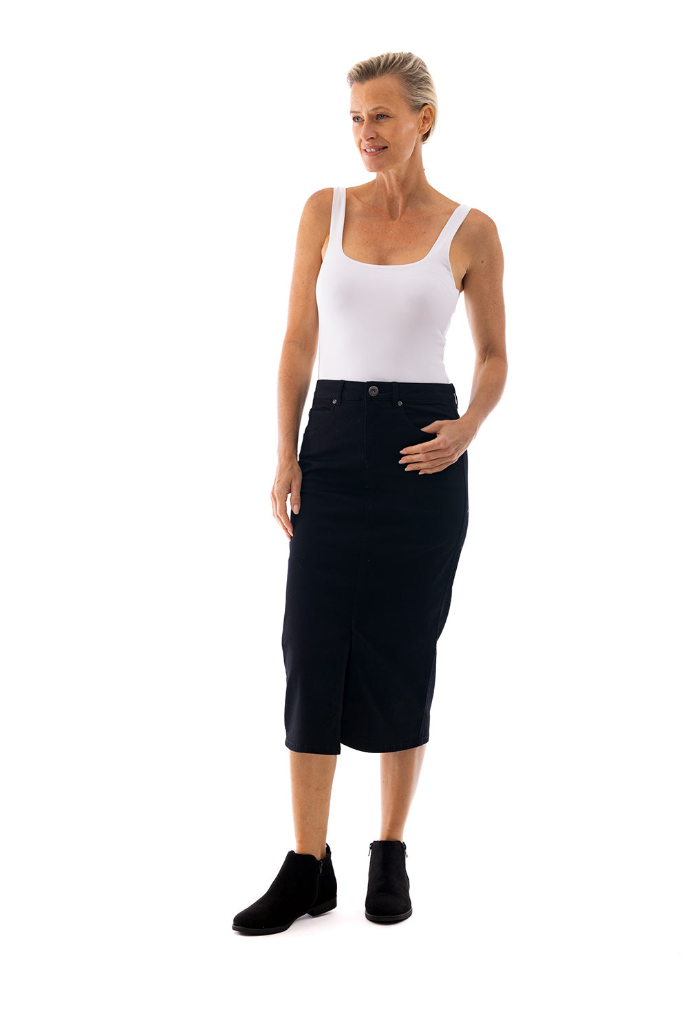 Cafe Latte Jean Skirt Black CLM322