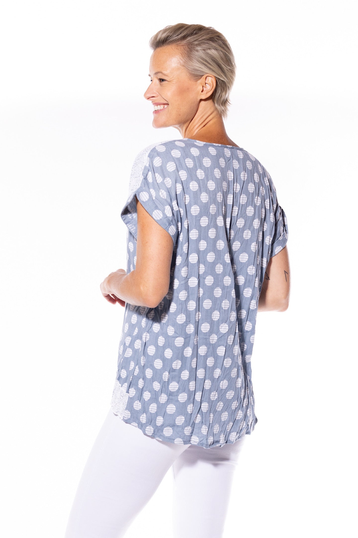 Cafe Latte Sequin Top Blue CLM450