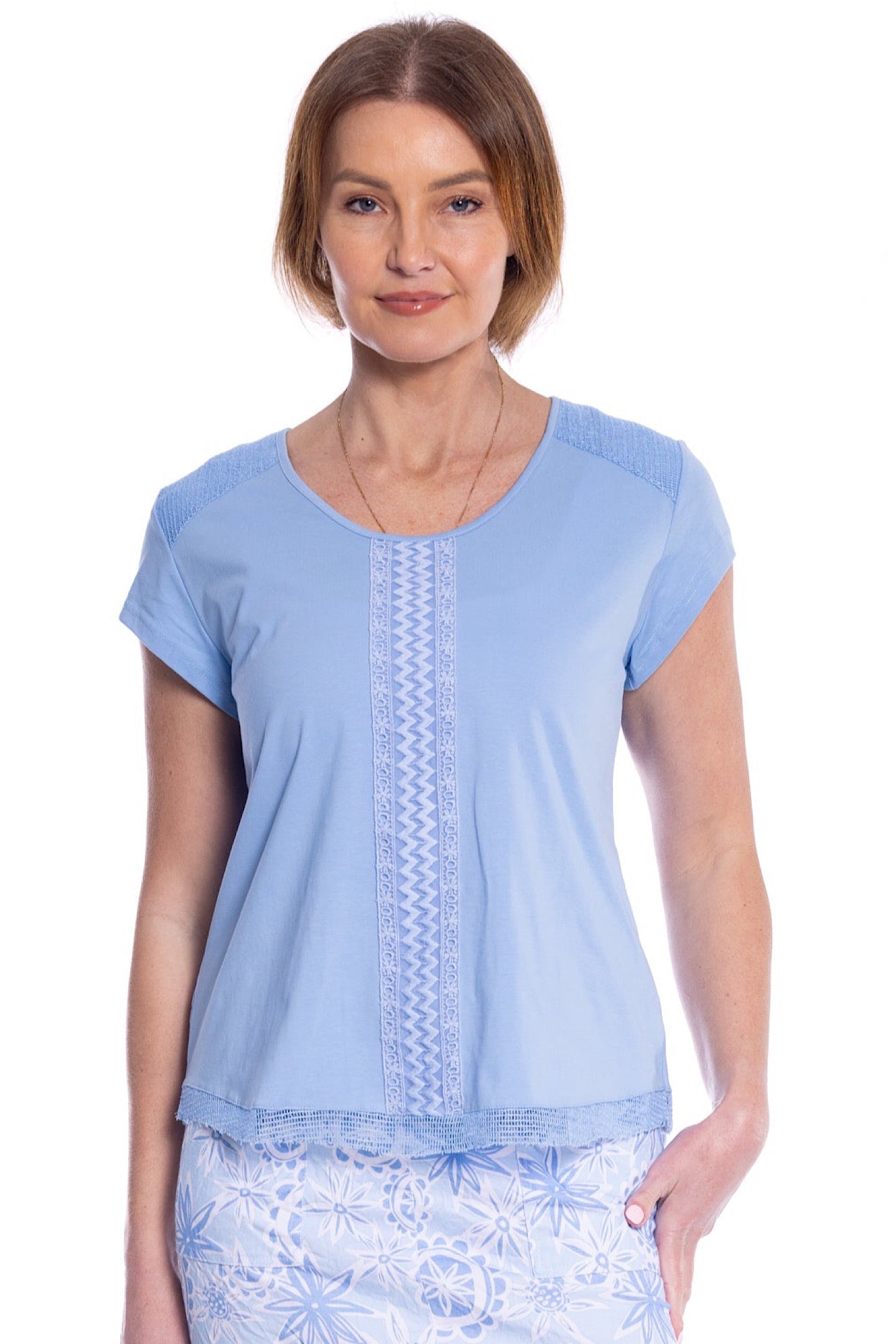 Cafe Latte Lace Chambray T-shirt CLM499