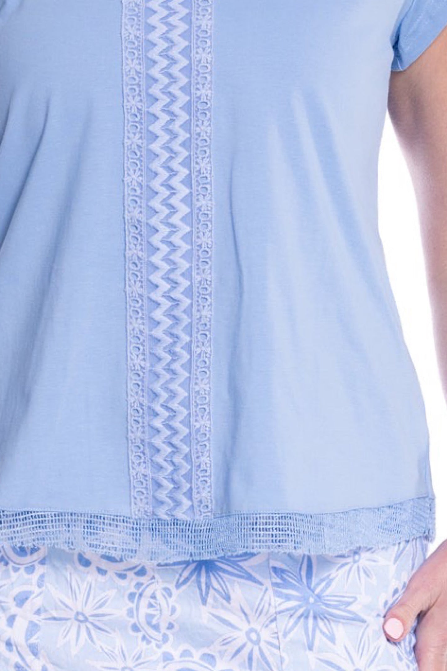 Cafe Latte Lace Chambray T-shirt CLM499