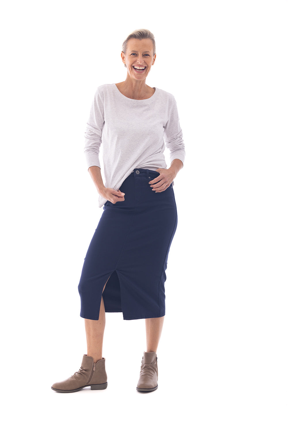 Cafe Latte Jean Skirt Navy CLM322