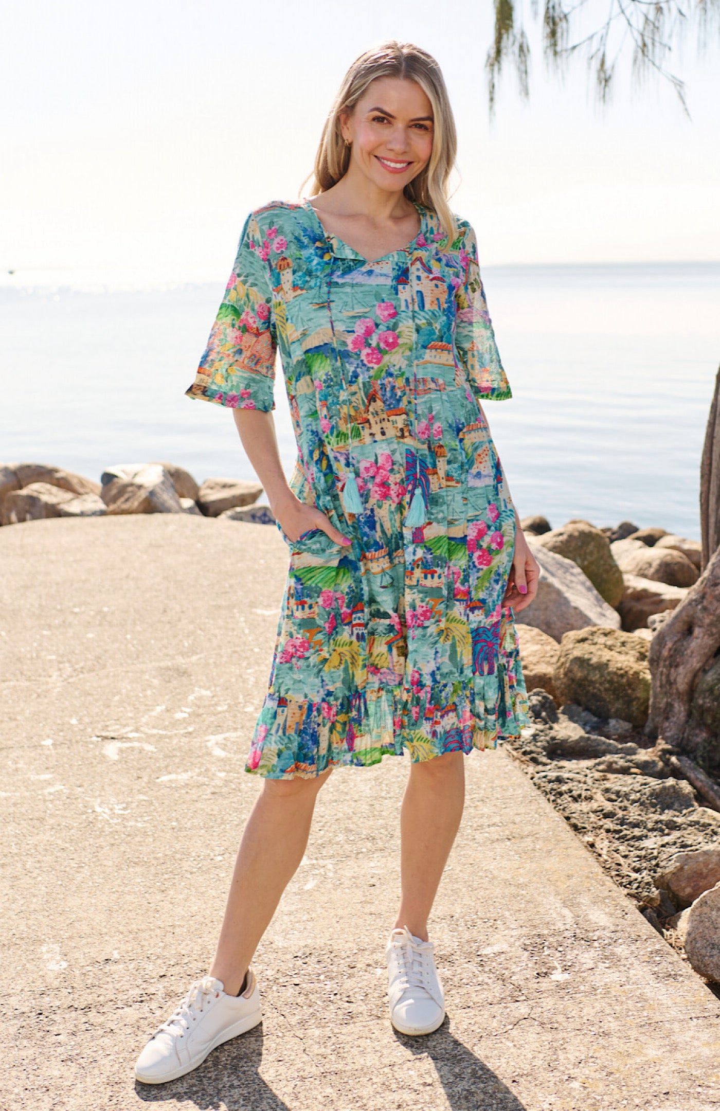 One Summer Charli Palm Border VKJ Turq DW127J