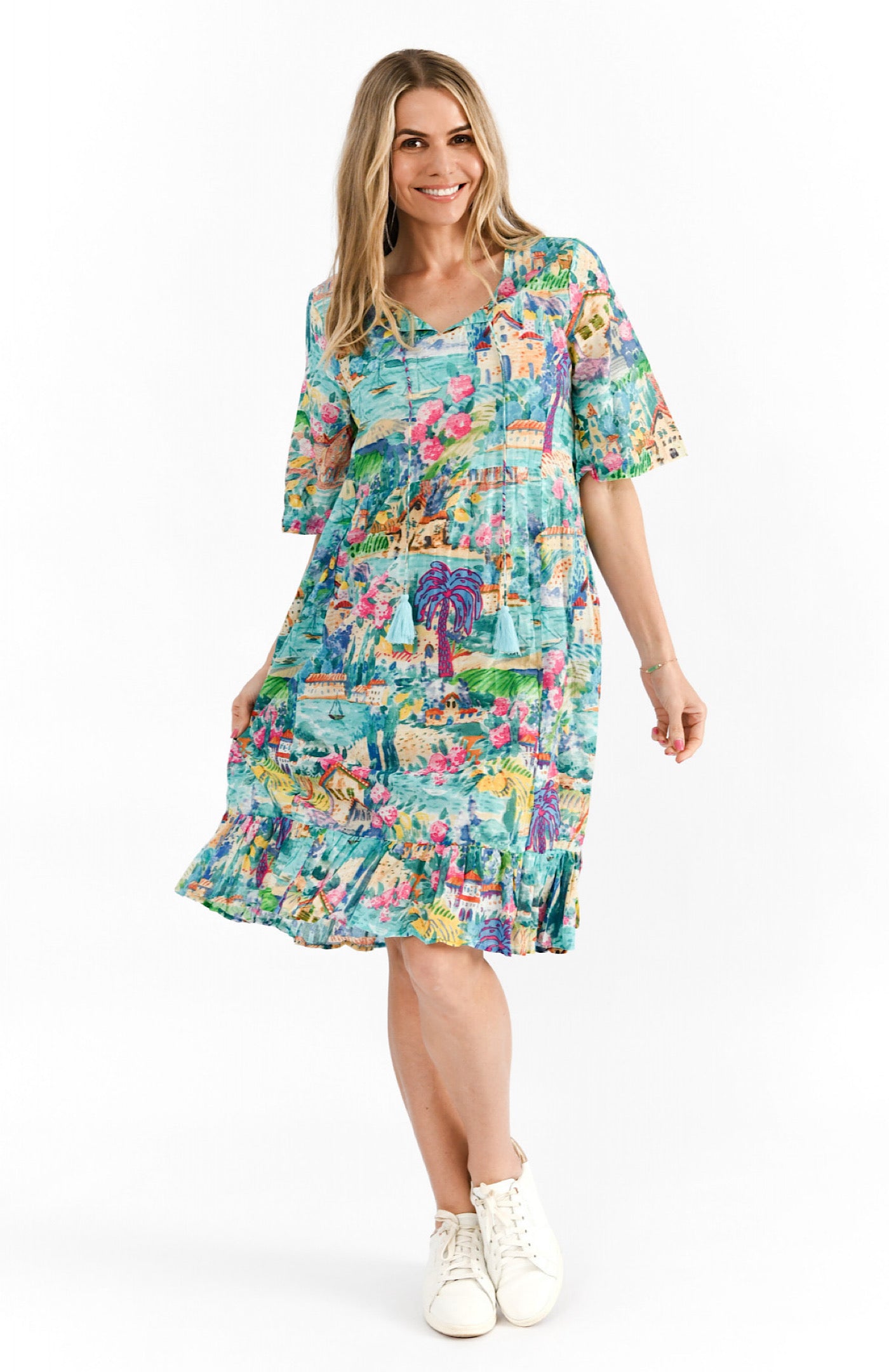 One Summer Charli Palm Border VKJ Turq DW127J