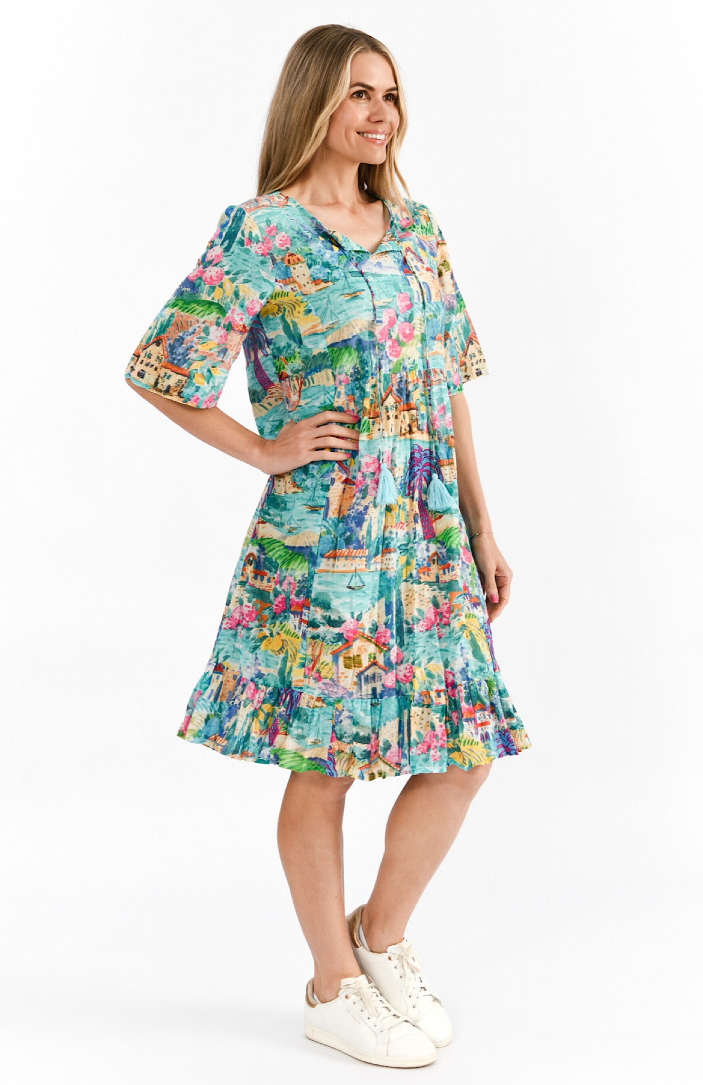 One Summer Charli Palm Border VKJ Turq DW127J