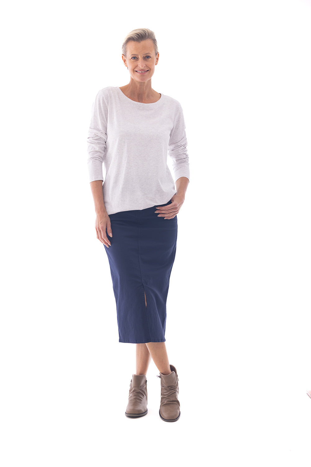 Cafe Latte Jean Skirt Navy CLM322